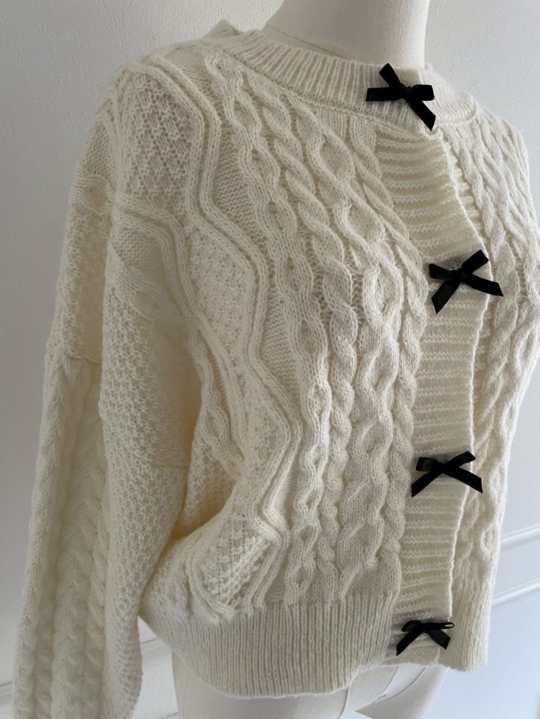 リボン ケーブルニットカーディガン(SZ11-24)