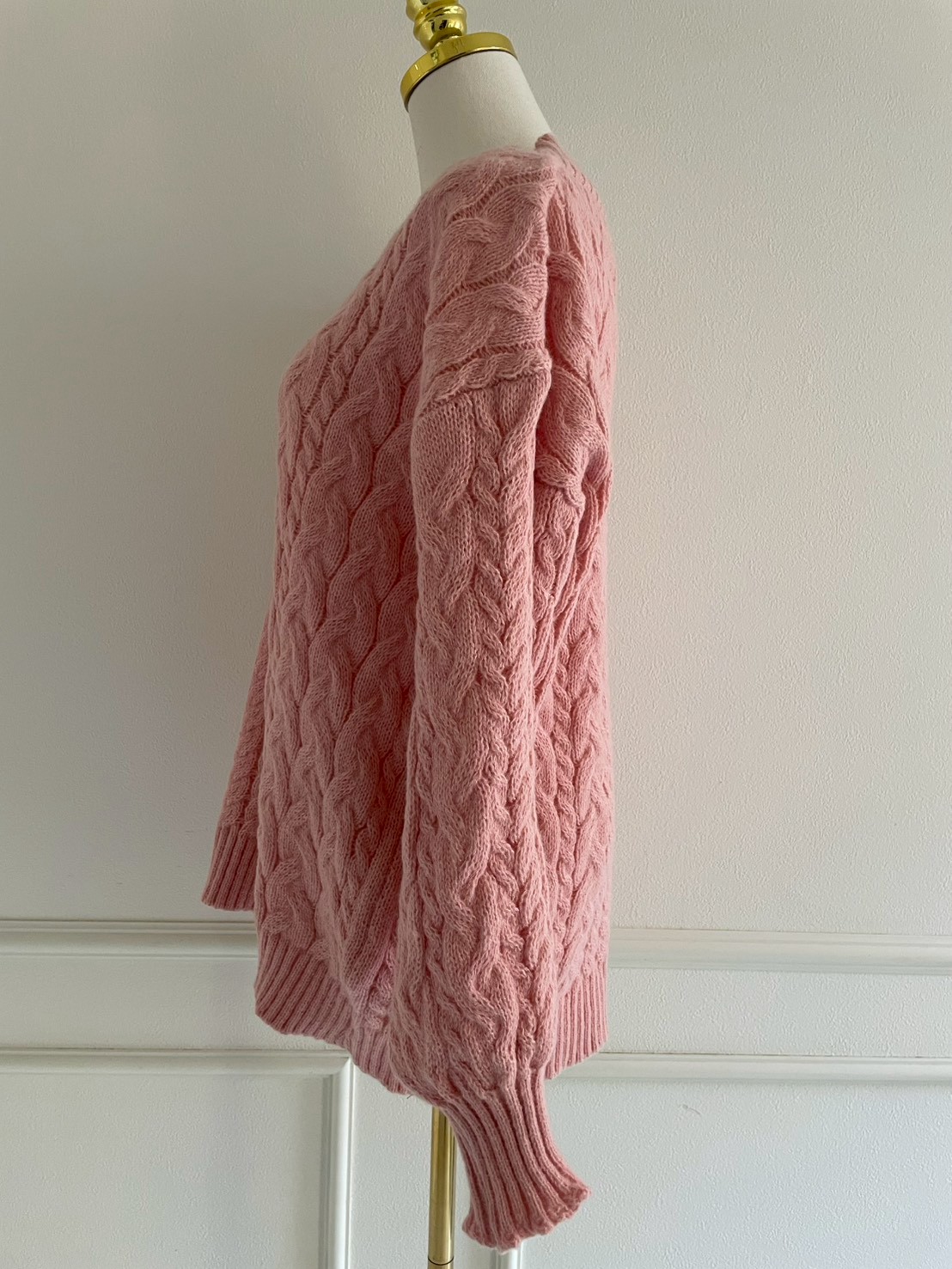 ケーブル編みVネックオーバーニット(SZ11-15)