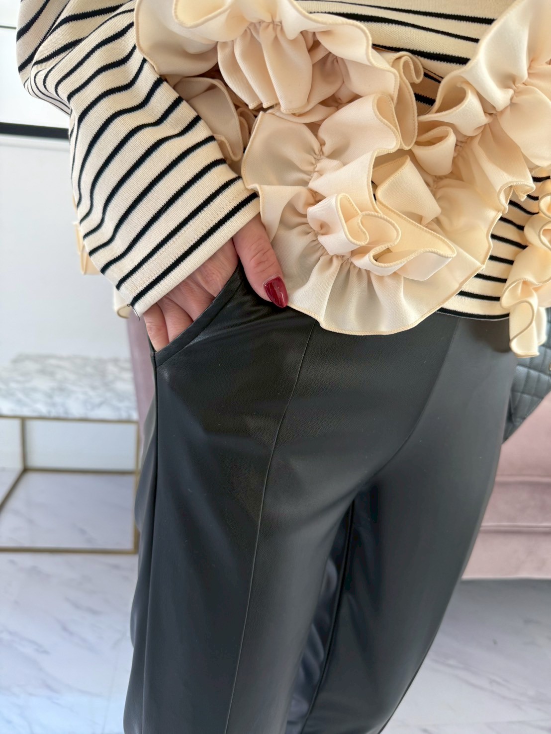 SUSOフリル エコレザーセミレギンス(ma31)