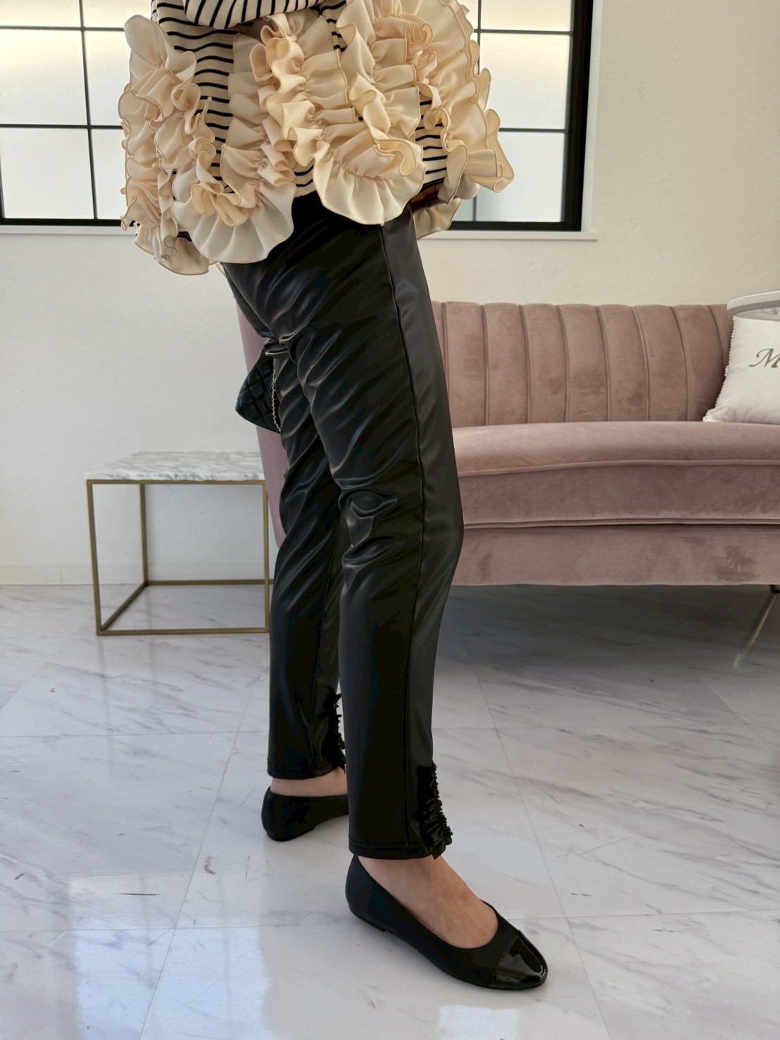 SUSOフリル エコレザーセミレギンス(ma31)