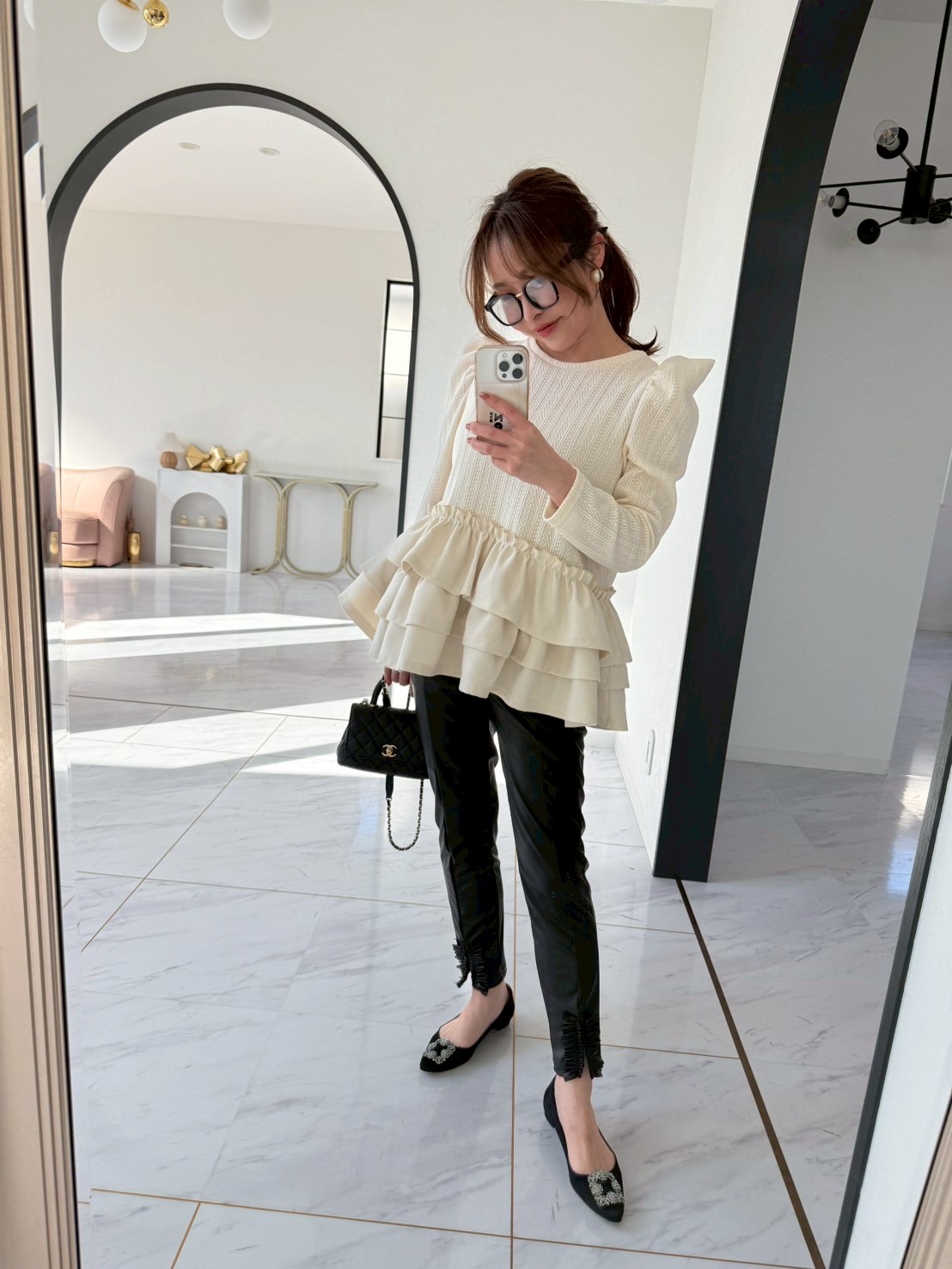 SUSOフリル エコレザーセミレギンス(ma31)