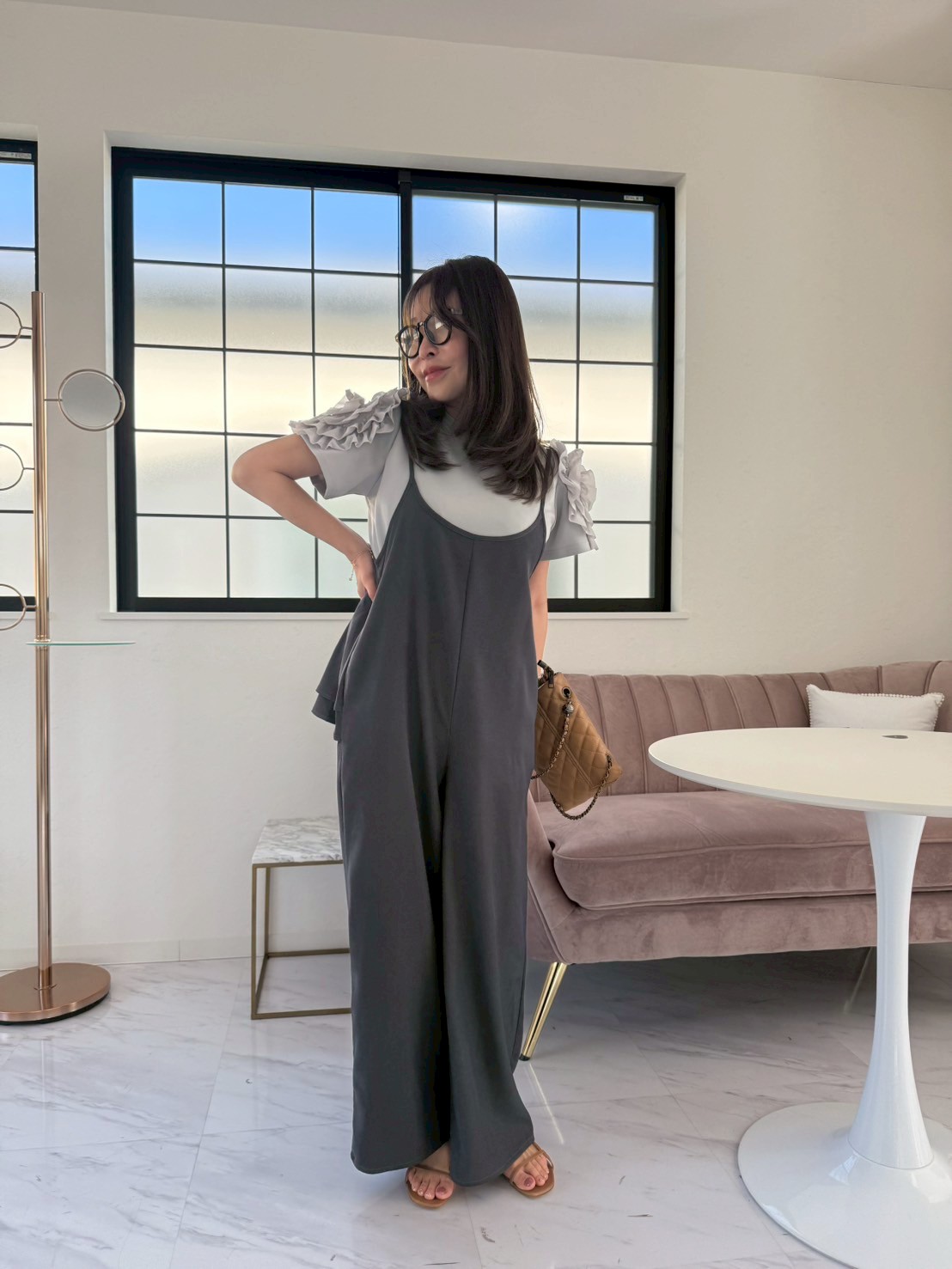 バックフリル ワイドサロペット(sd9530)