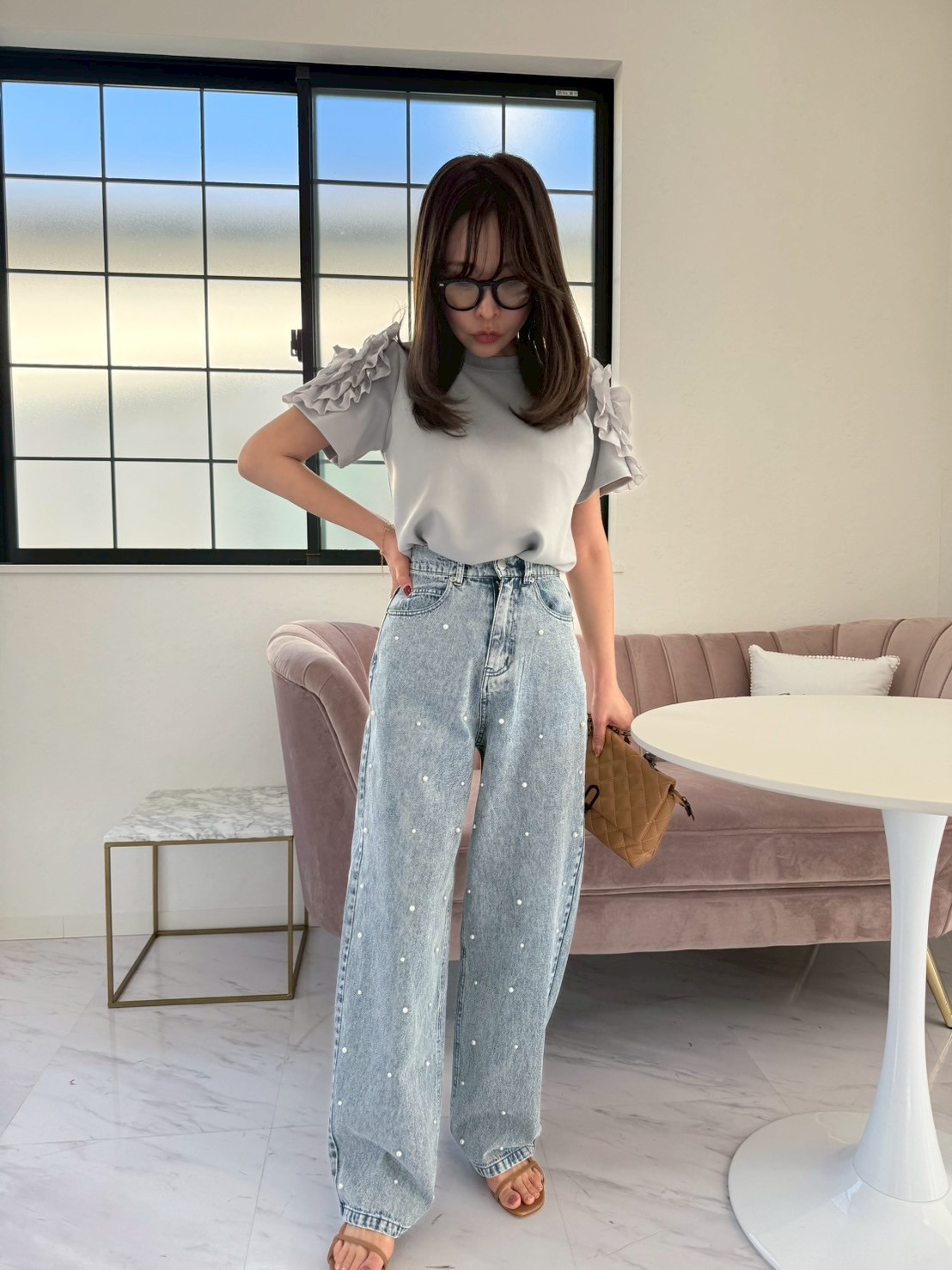 DOTパール ワイドデニムパンツ(sd73923) ♡ノベルティ対象商品♡