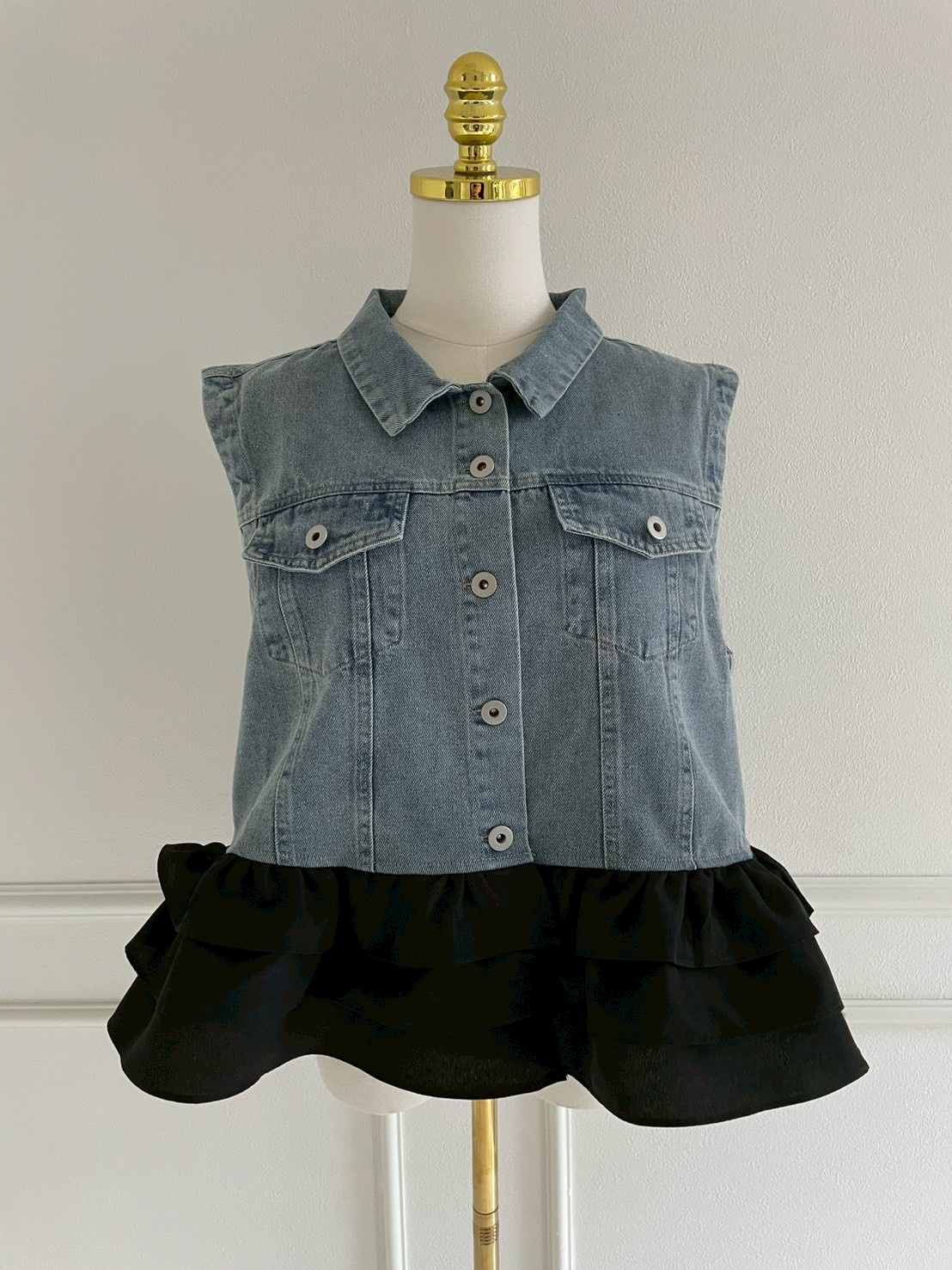 フリルデニムジレ(sd7751)