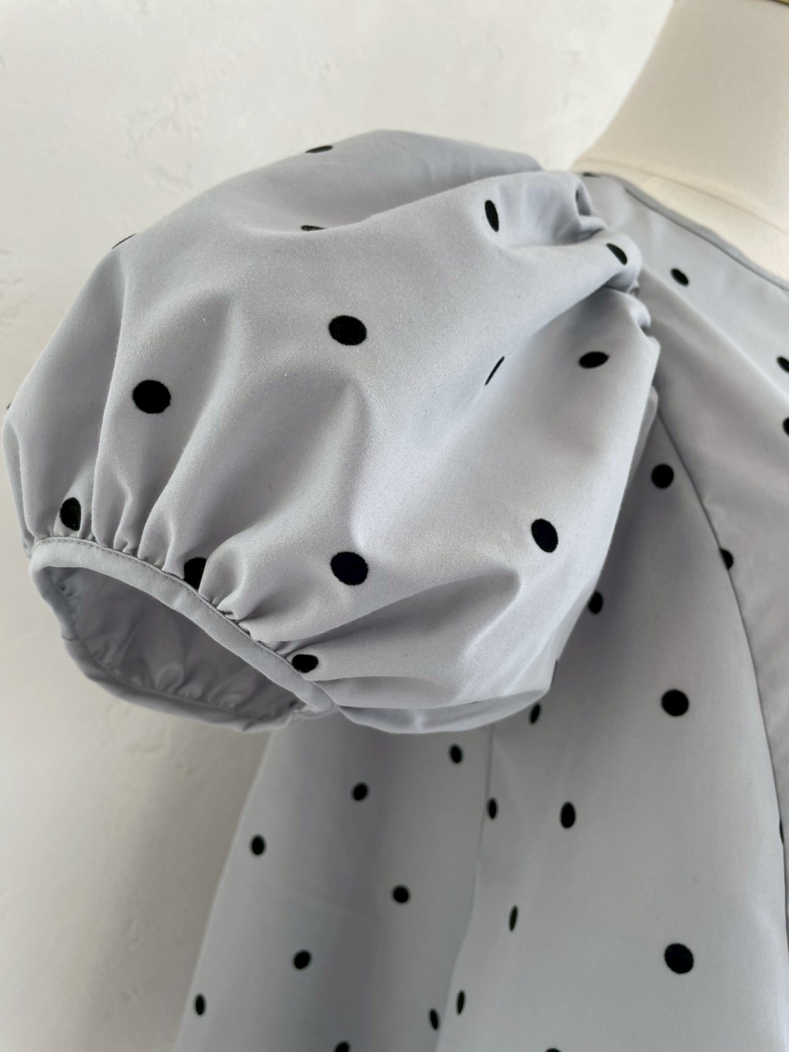 ドット裾フリルパフブラウス(sd3340)