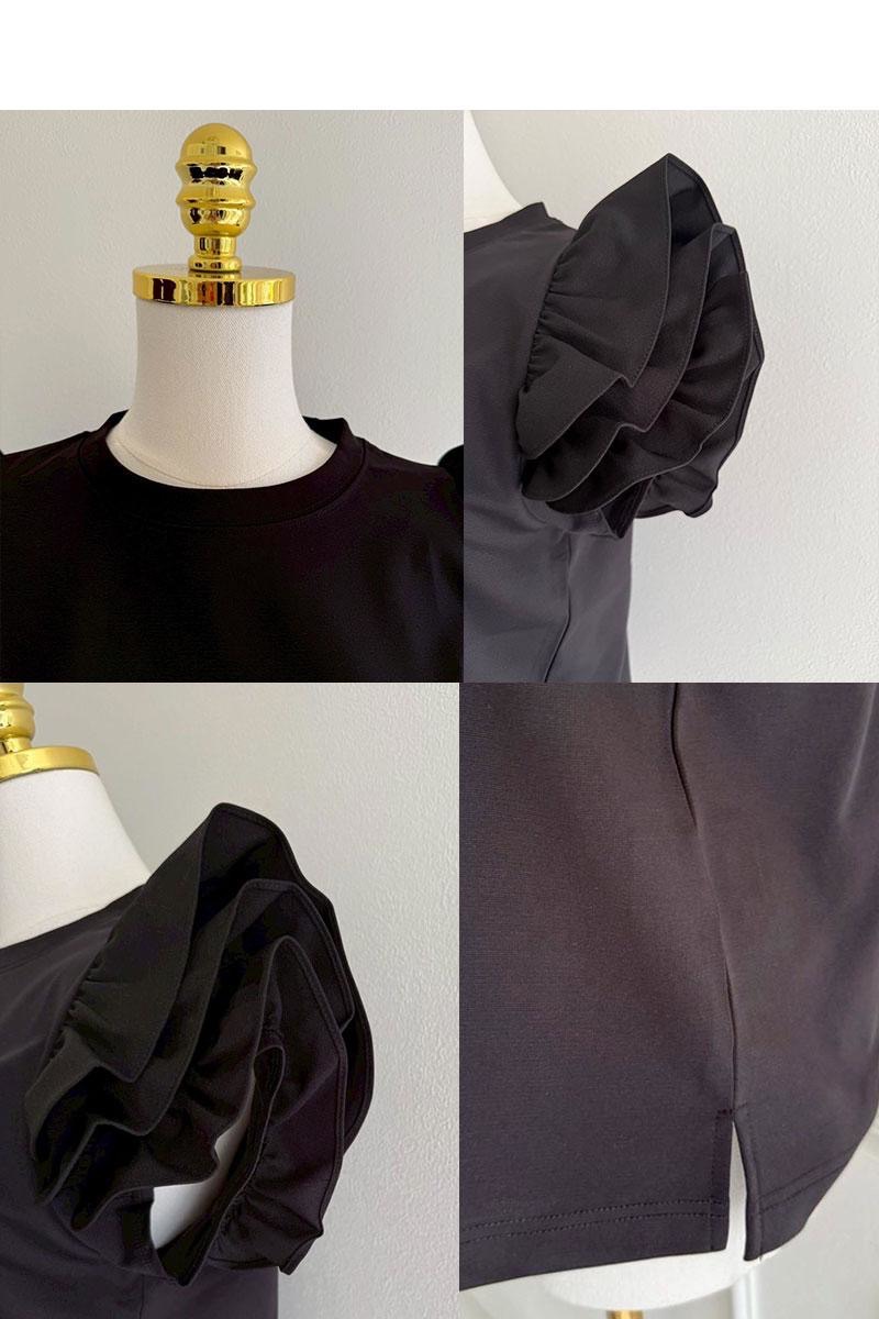 肩プチフリルTシャツ