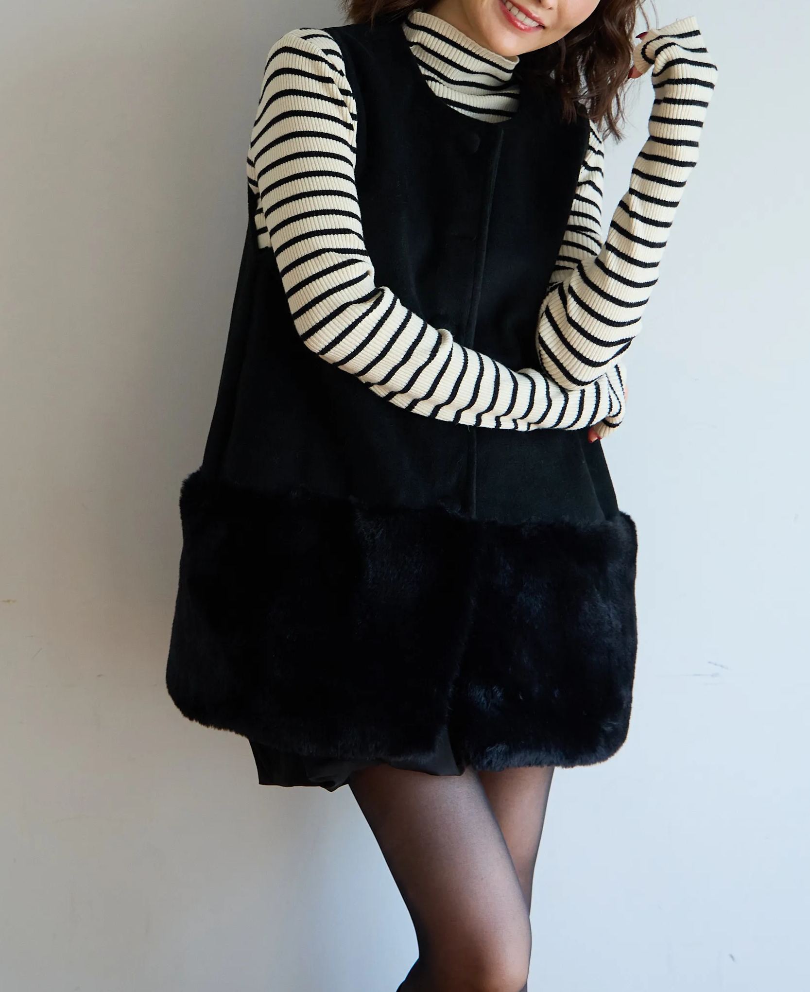 11/18 発売予定【裾エコファー2wayジレワンピkbm573)】メール便OK