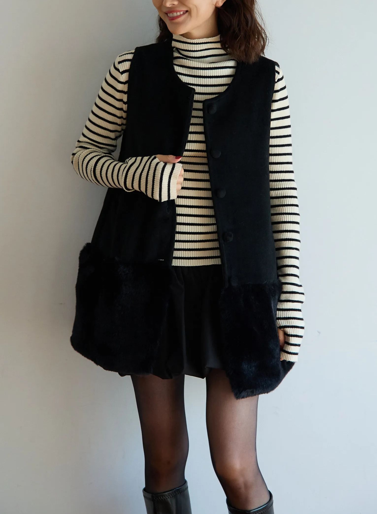 11/18 発売予定【裾エコファー2wayジレワンピkbm573)】メール便OK