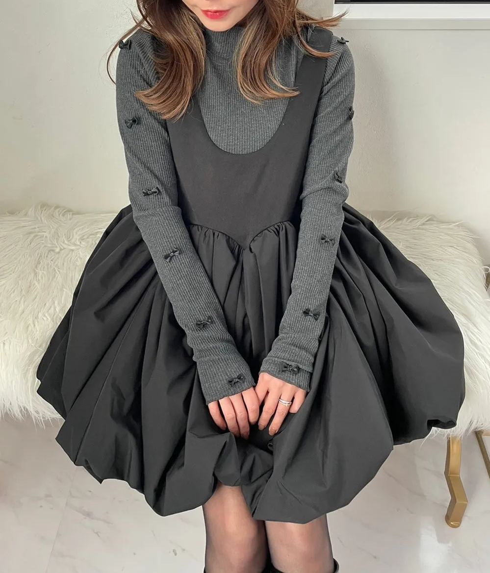 袖リボンリブカットソー(kbm591)