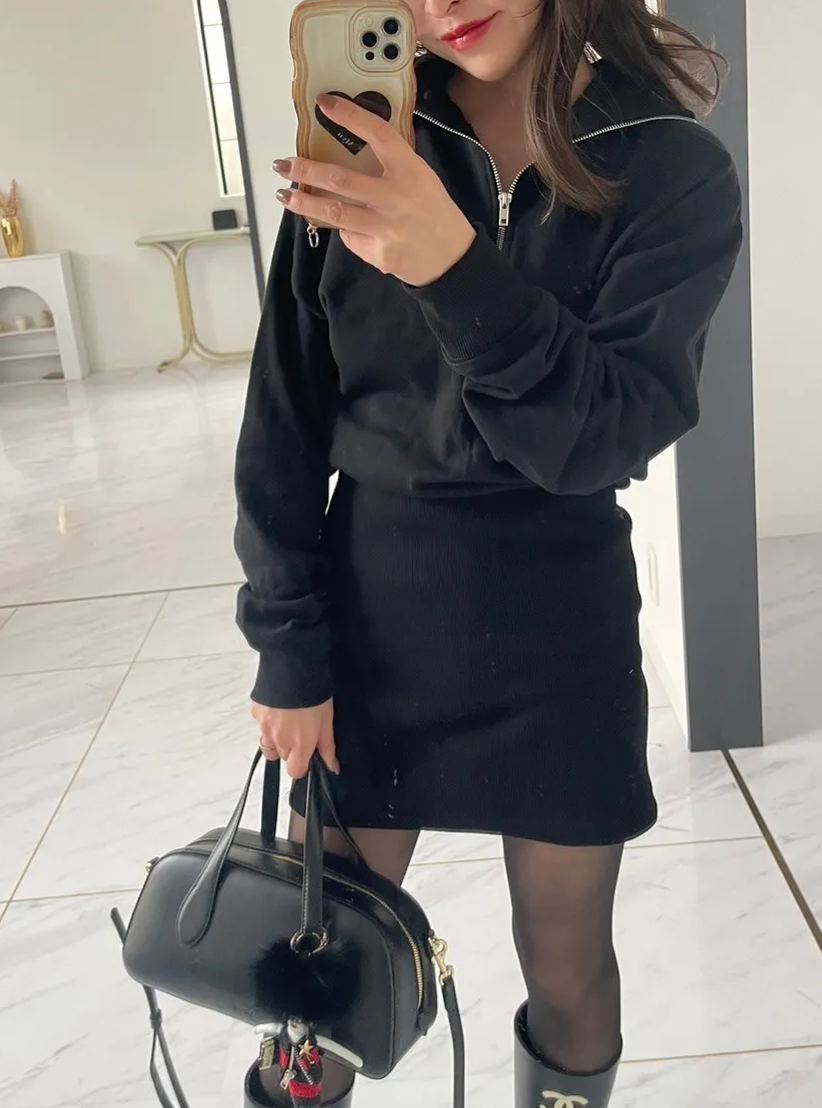 【ミニ裏毛ZIPUP2wayワンピース(100184)(sd0067)】メール便OK