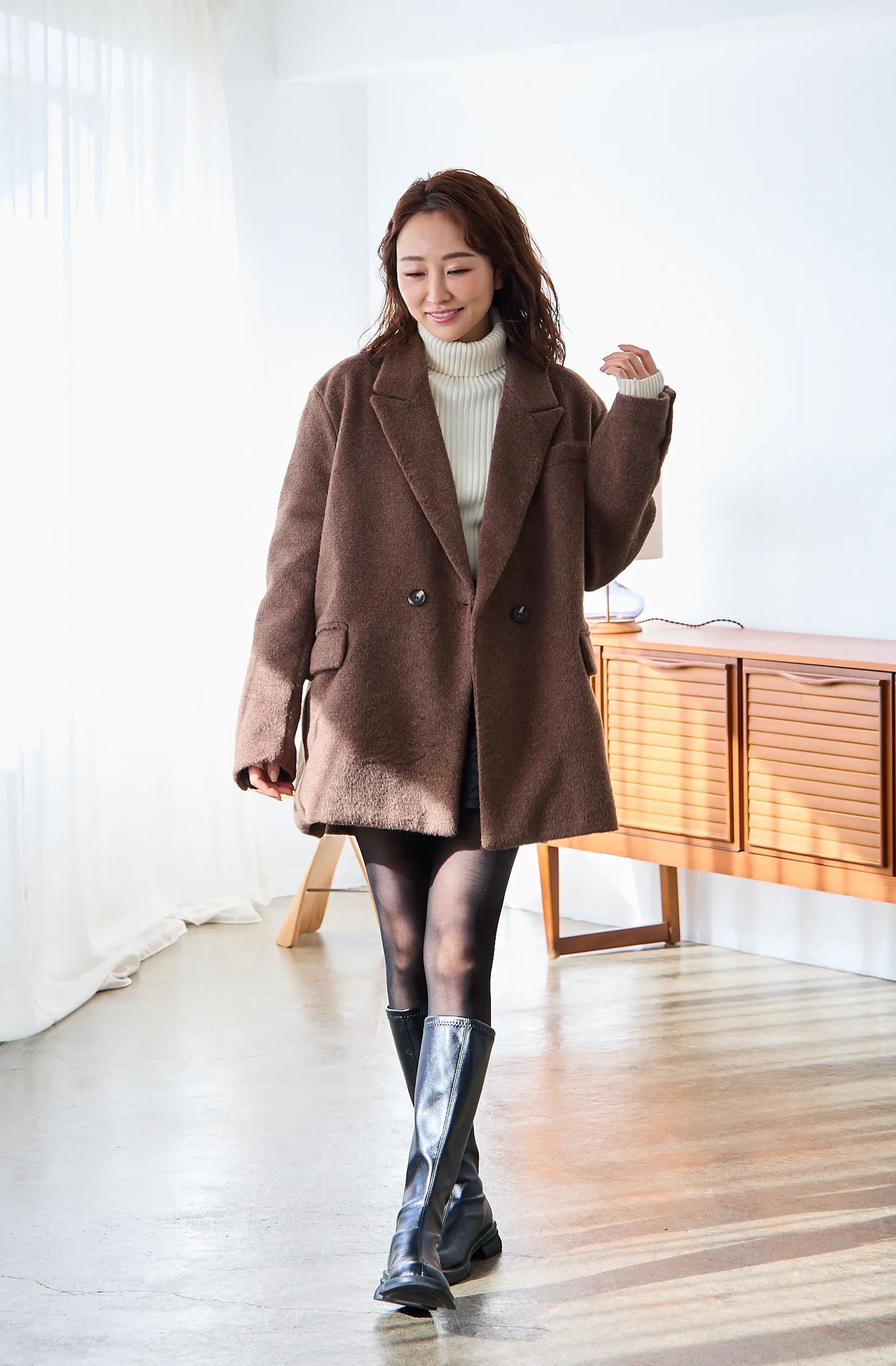 えりか様みく様コラボ【シャギー テーラードオーバーコート(kbm593)】メール便OK