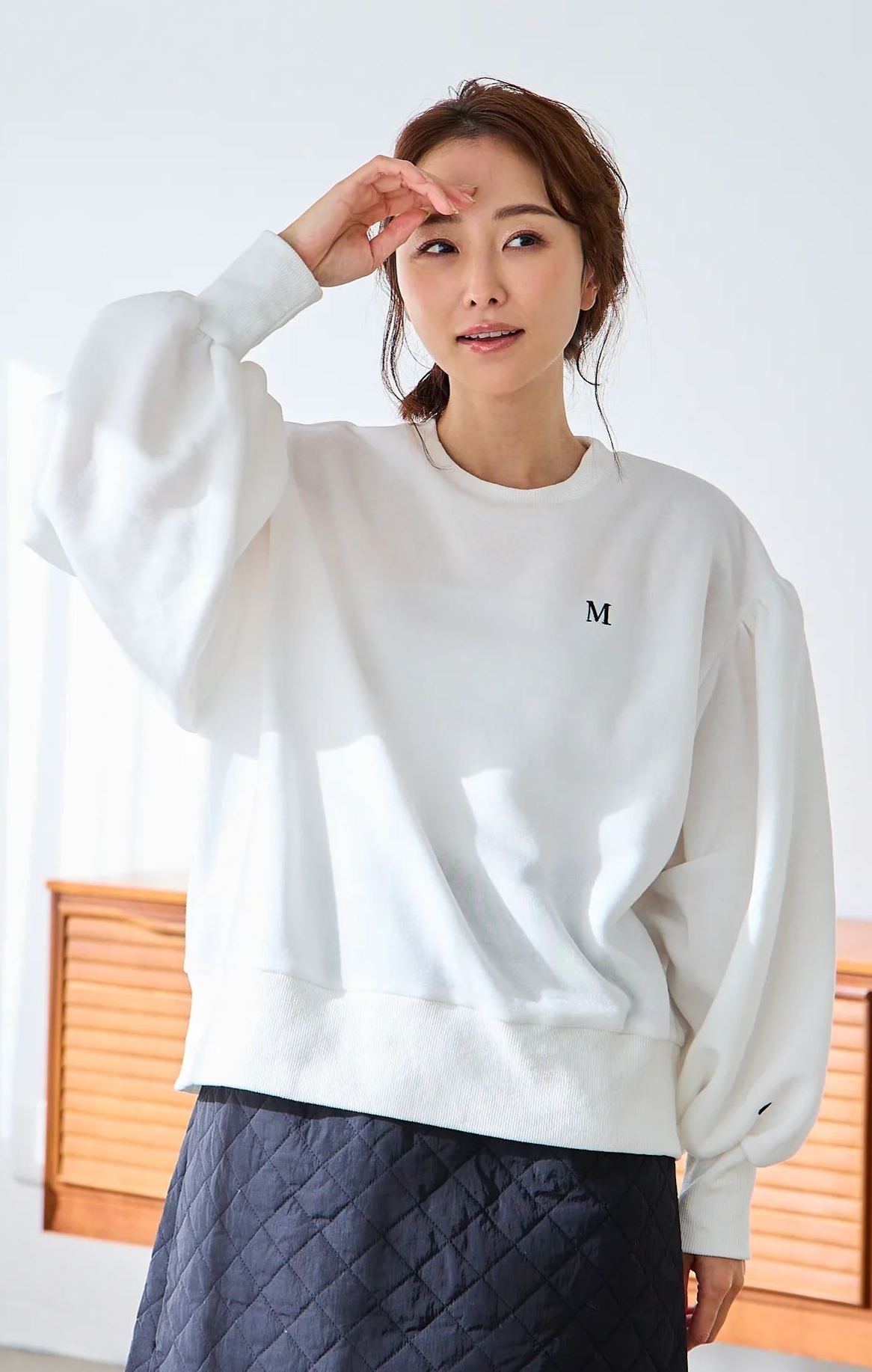 【裏起毛　刺繍入りぽわん袖プルオーバー(kbm580)】メール便OK