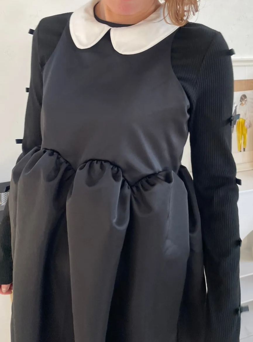 【えりか様みく様コラボ　付け衿　アメスリサテンワンピース(kbm592)】メール便OK