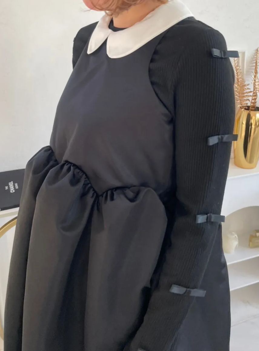 【えりか様みく様コラボ　付け衿　アメスリサテンワンピース(kbm592)】メール便OK