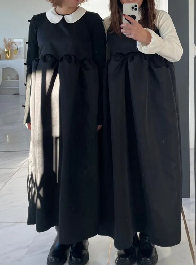 【えりか様みく様コラボ　付け衿　アメスリサテンワンピース(kbm592)】メール便OK