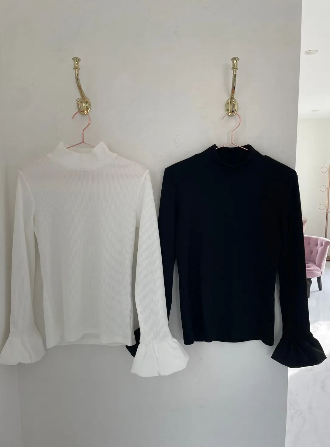 【バルーンスリーブ　リブ　クルーネック(kbm596)】メール便OK