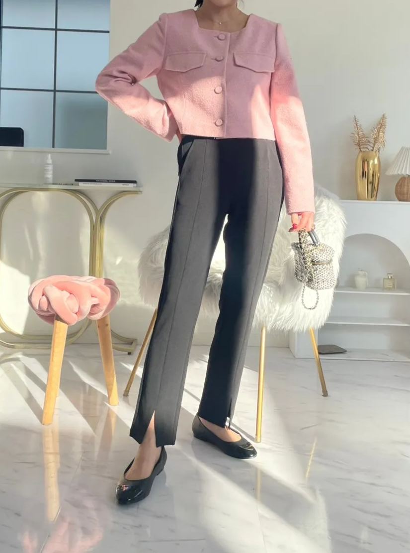 【スーパーストレッチ極楽＆超美脚パンツ/スリットあり(kbm566)】