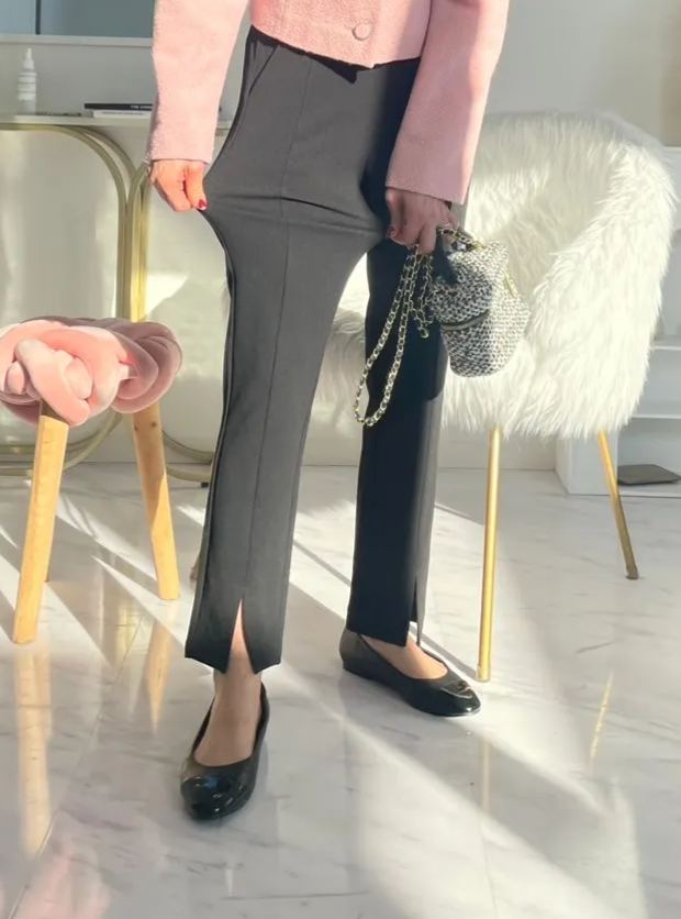 【スーパーストレッチ極楽＆超美脚パンツ/スリットあり(kbm566)】