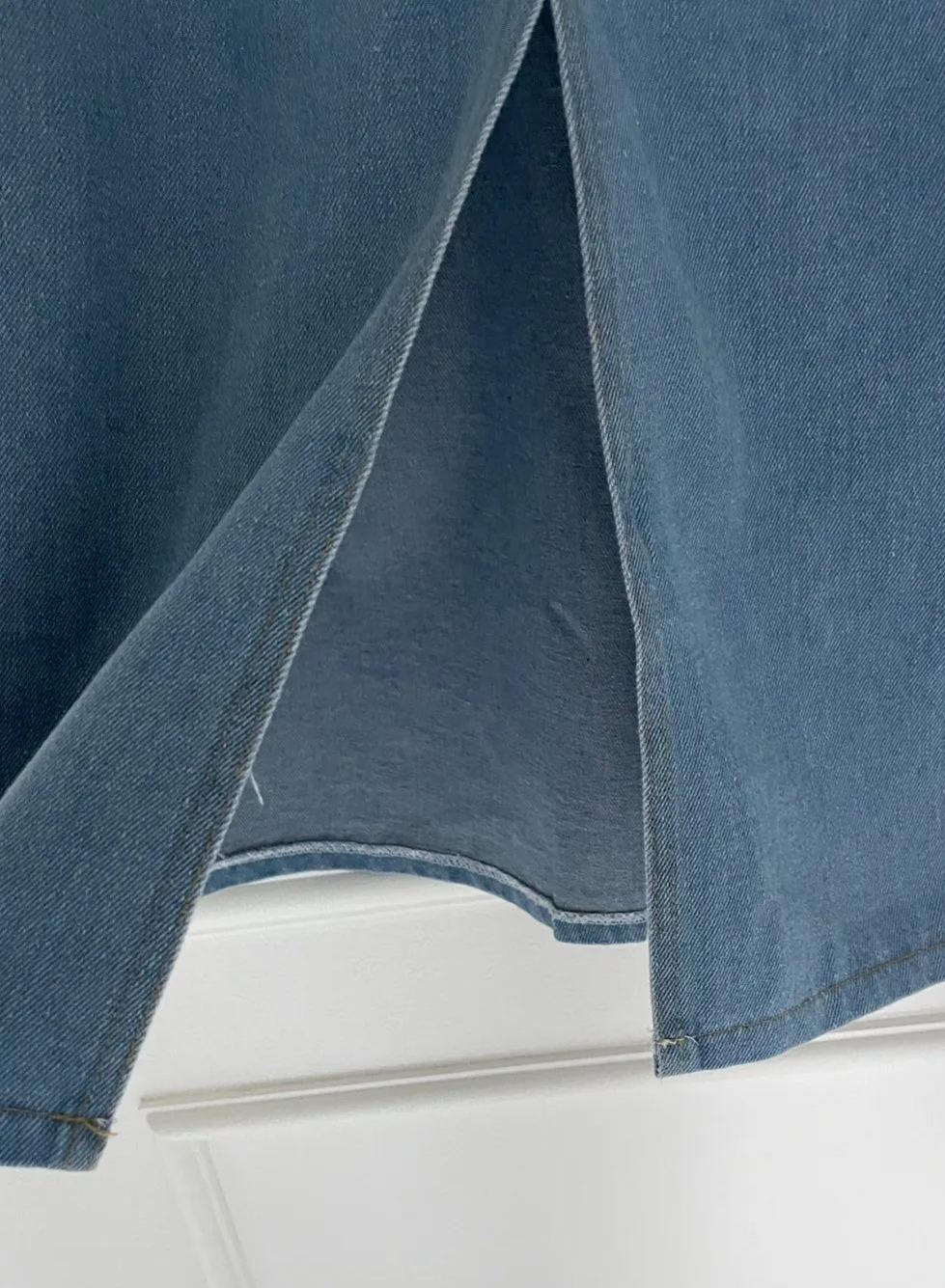 【スリット入りデニムカーゴロングスカート(kk1002)】