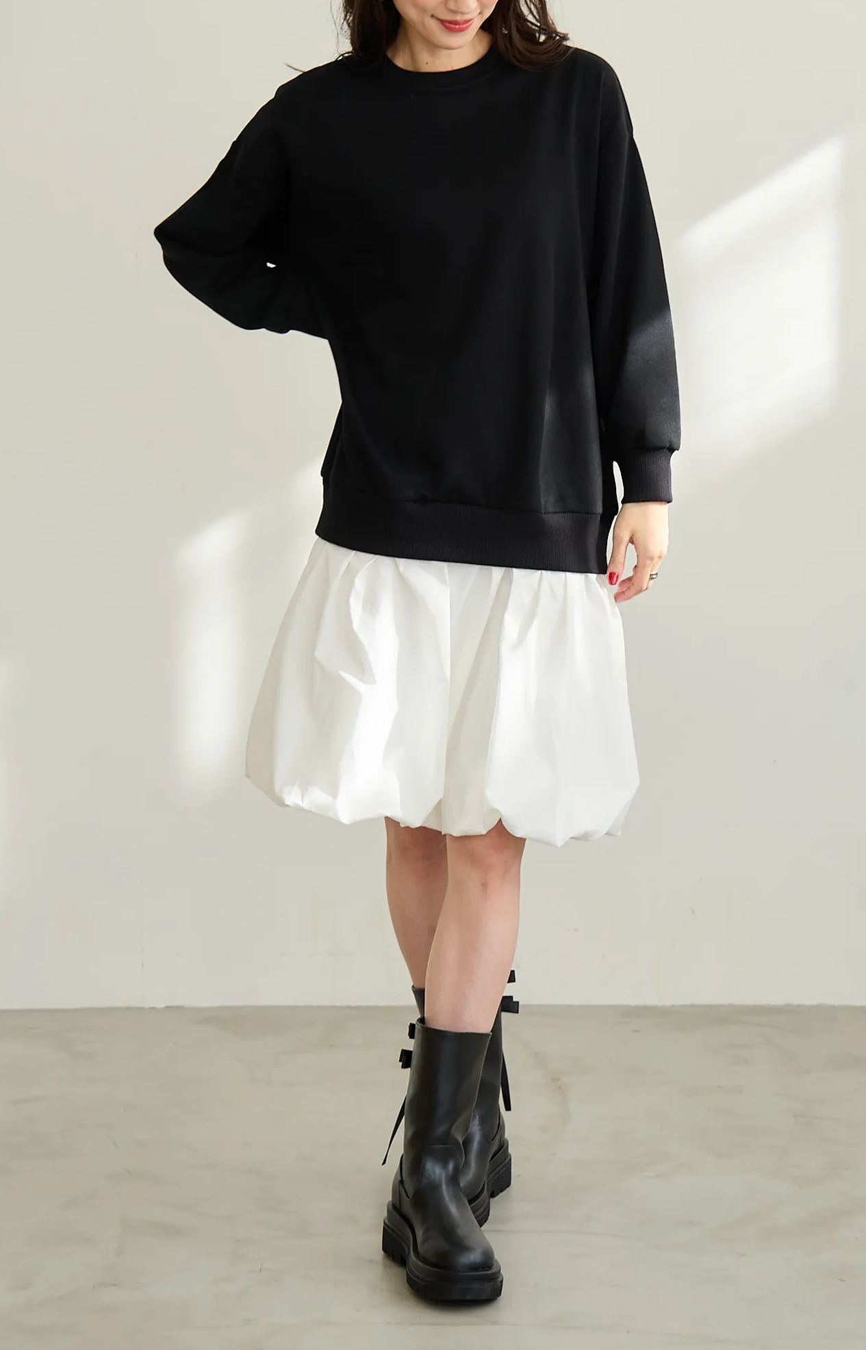 【バルーンスカート　ドッキング裏毛プルオーバー(kbm597)】