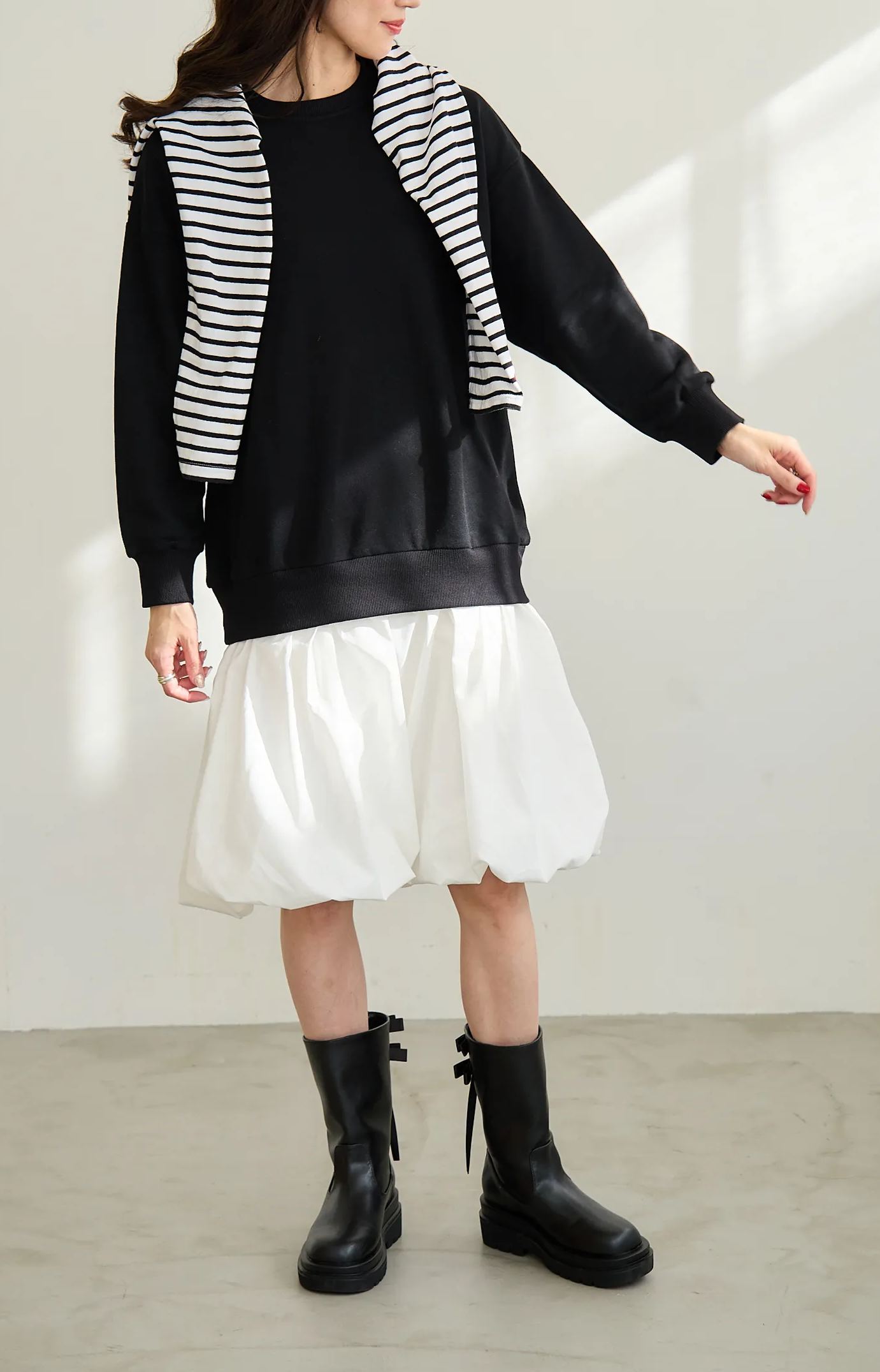 【バルーンスカート　ドッキング裏毛プルオーバー(kbm597)】