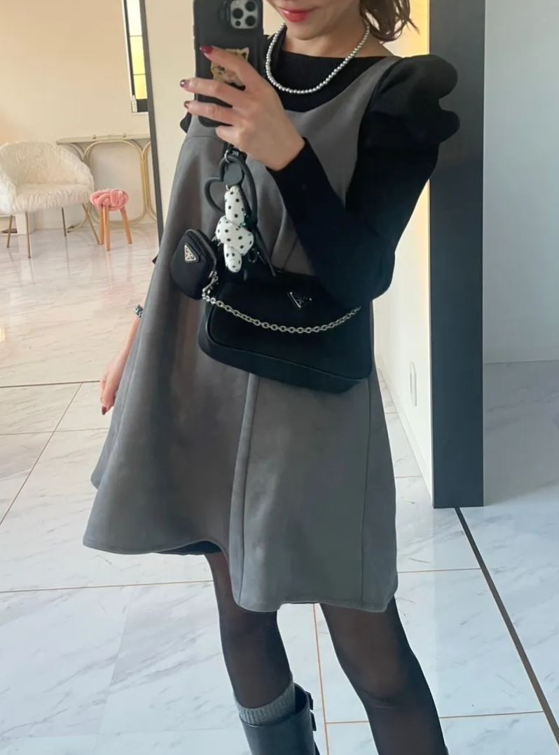 【ソフトエコスエード フレアミニワンピース(sd0091)(32196)】