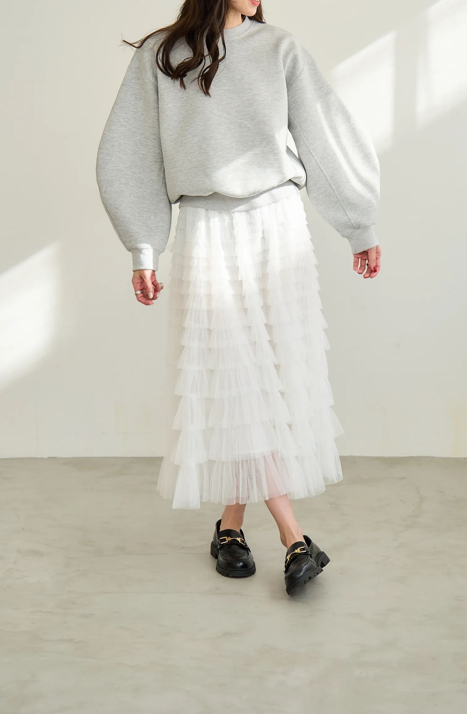 @m_i_mm_a×Myuコラボ【カーブスリーブプルオーバー(kbm599シンプル)】メール便OK