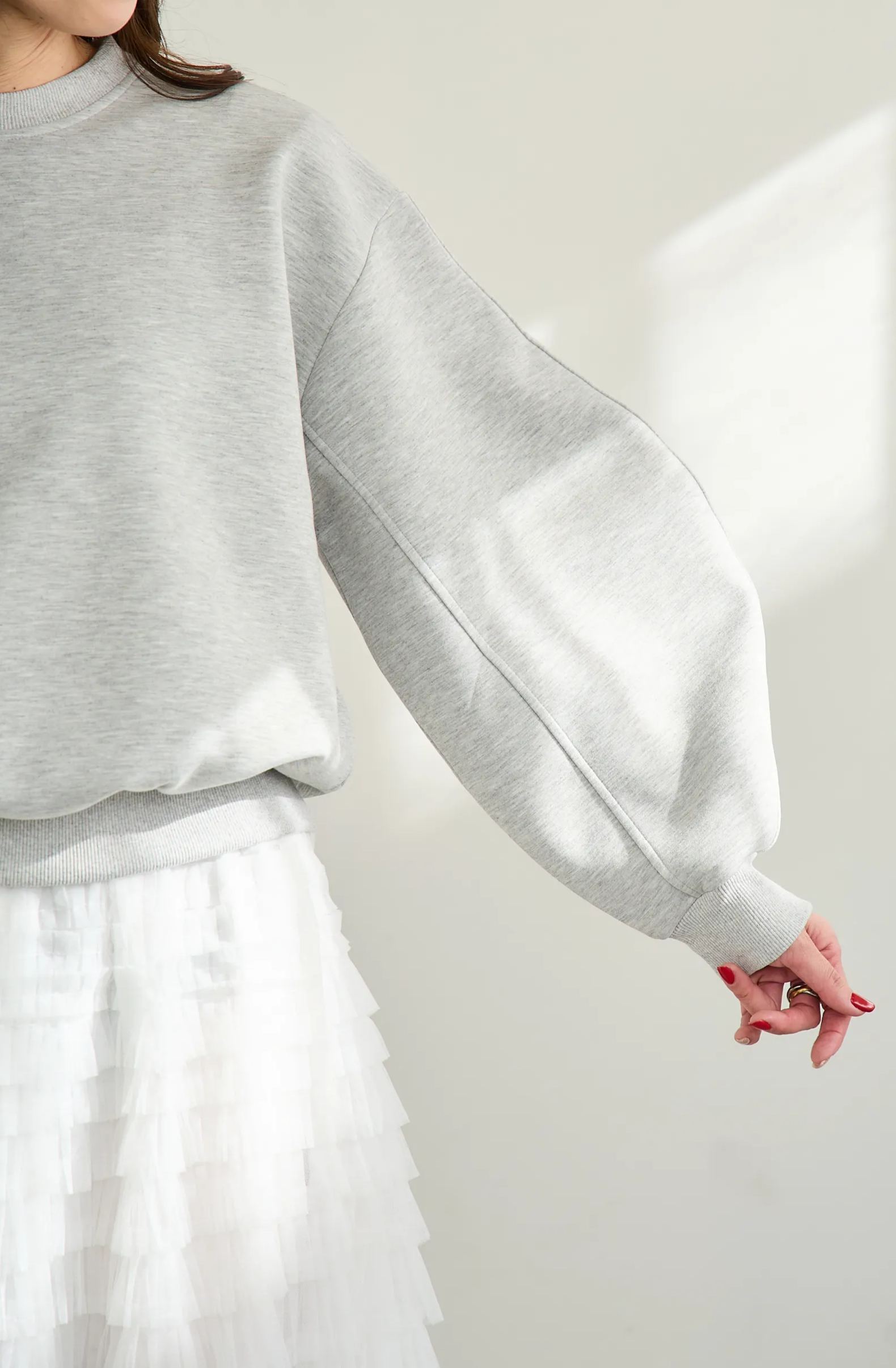 @m_i_mm_a×Myuコラボ【カーブスリーブプルオーバー(kbm599シンプル)】メール便OK