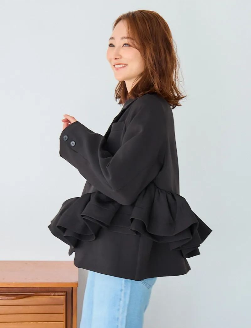 【アシンメトリー　フリル　ジャケット(kbm613)】メール便OK
