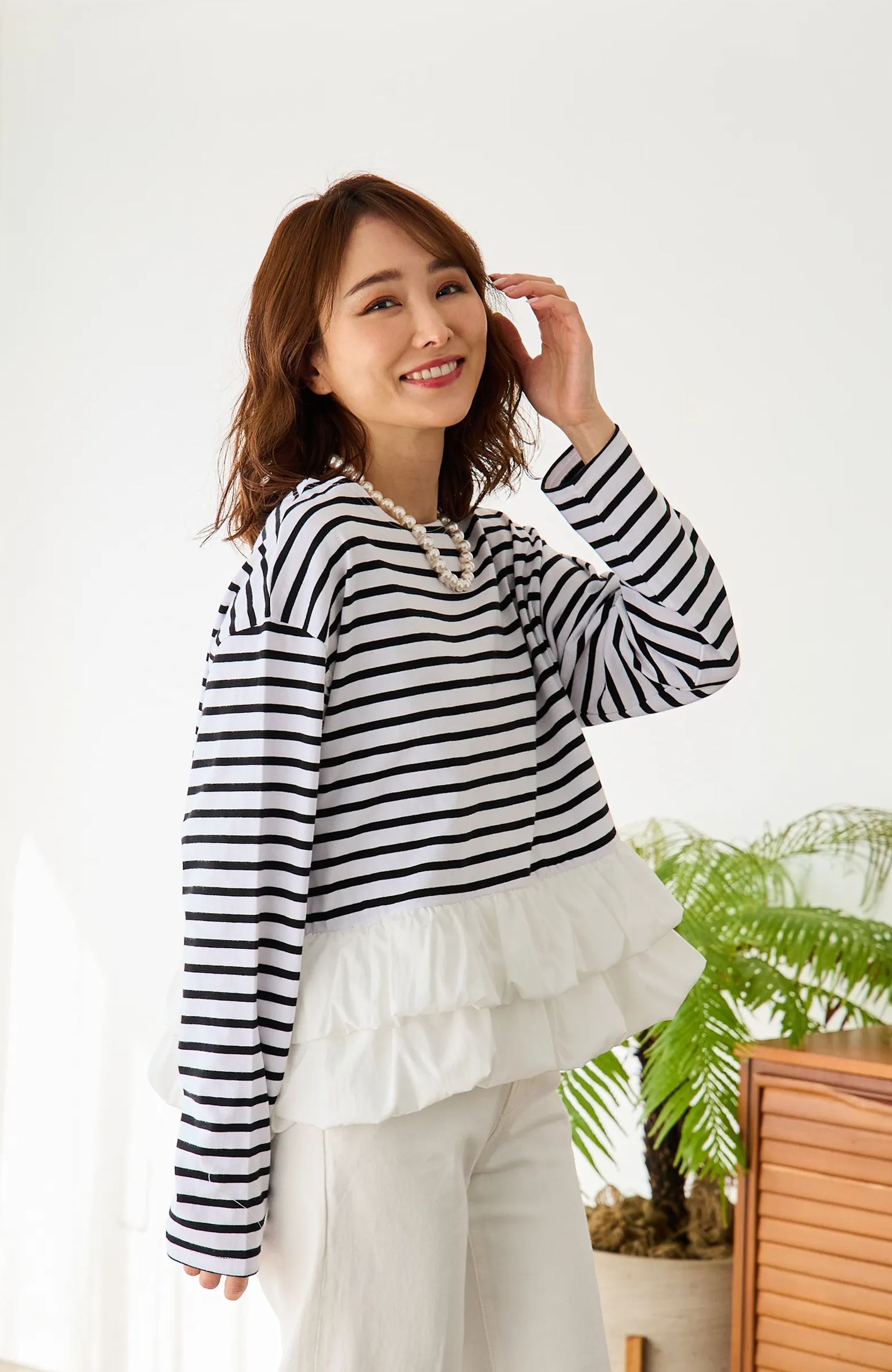 【裾バルーンボーダーTシャツ(myu1216)】