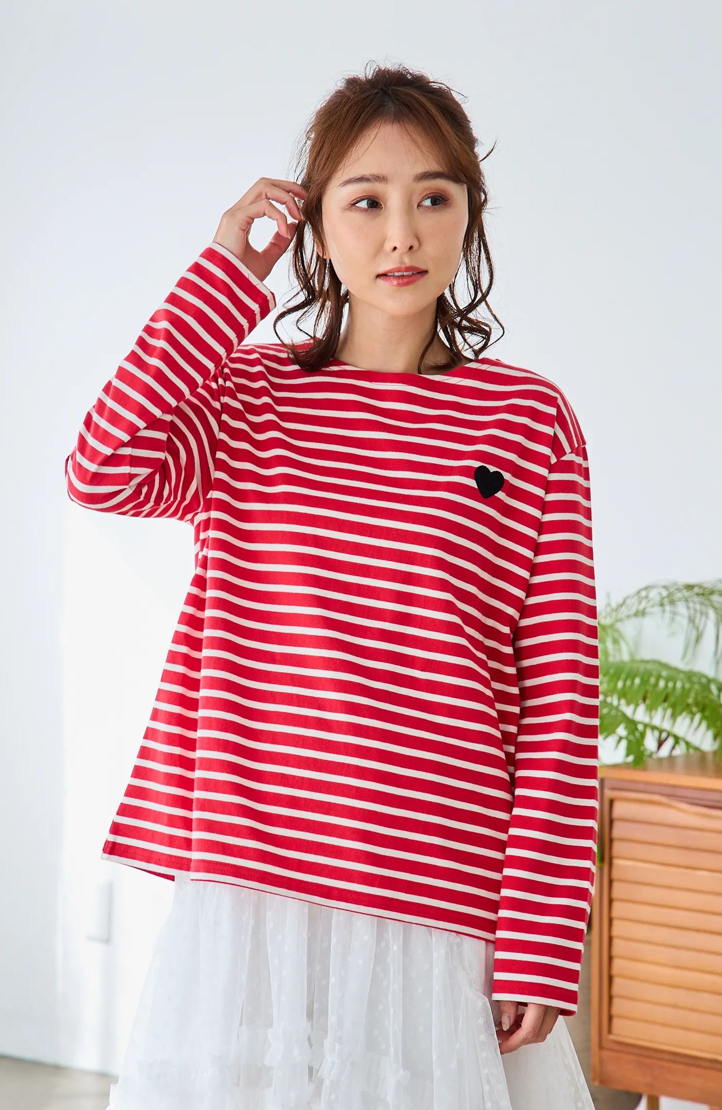 【ぷくぷくハートボーダーTシャツ(myu1214)】