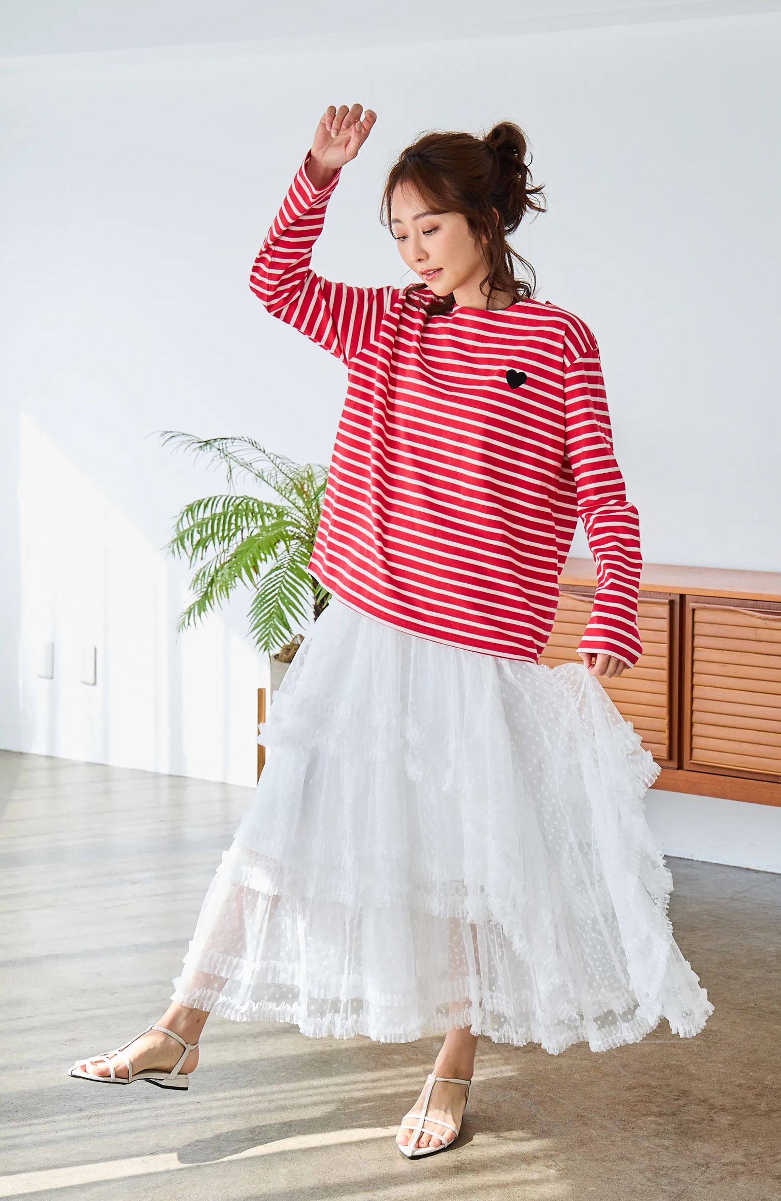 【ぷくぷくハートボーダーTシャツ(myu1214)】