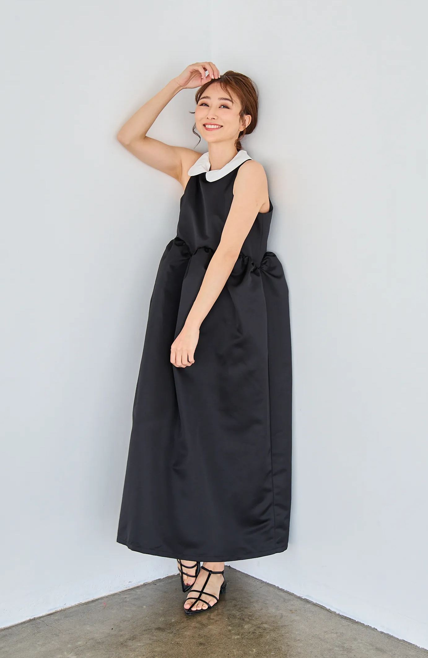 【えりか様みく様コラボ　付け衿　アメスリサテンワンピース(kbm592)】メール便OK