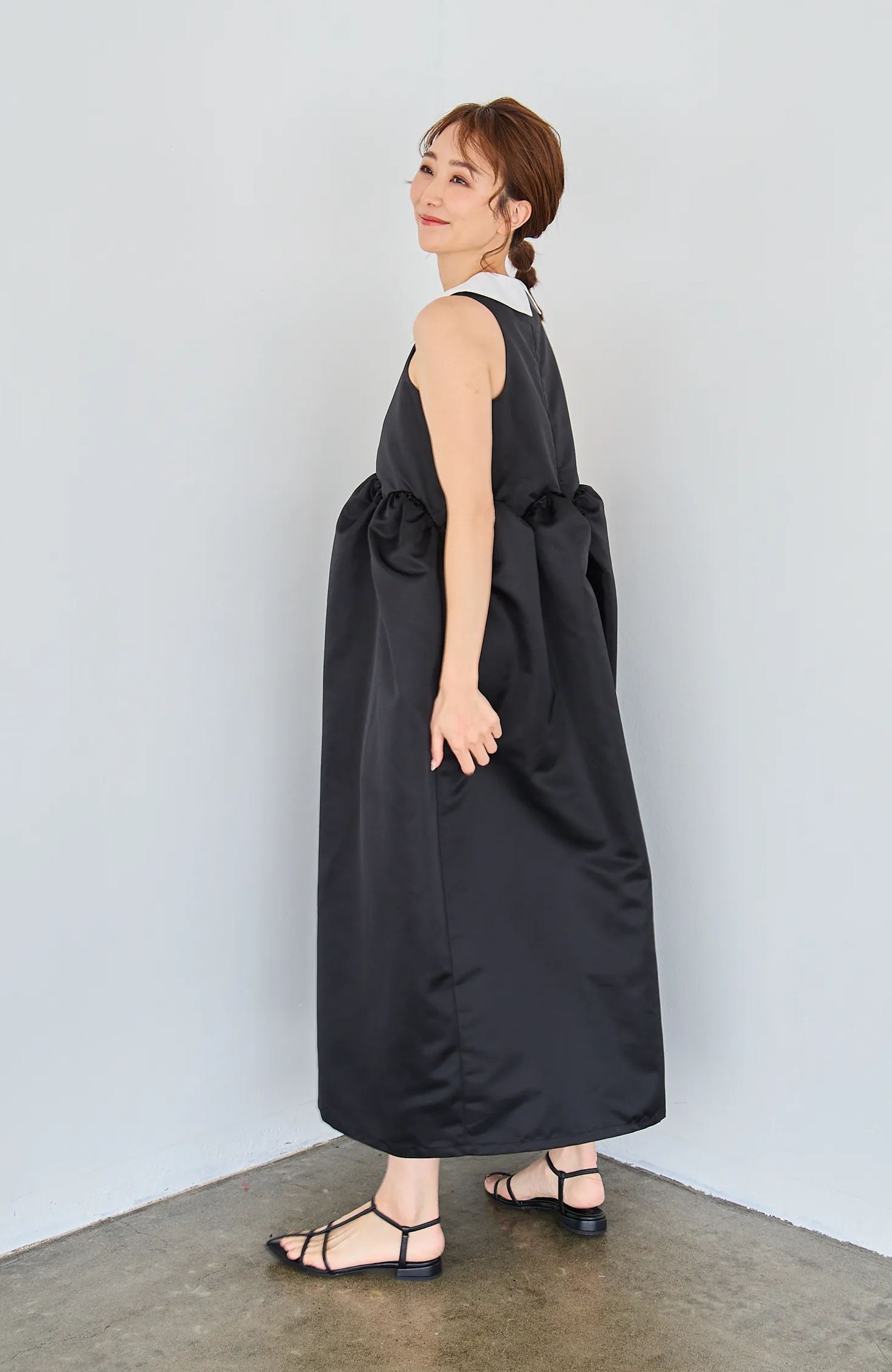 【えりか様みく様コラボ　付け衿　アメスリサテンワンピース(kbm592)】メール便OK