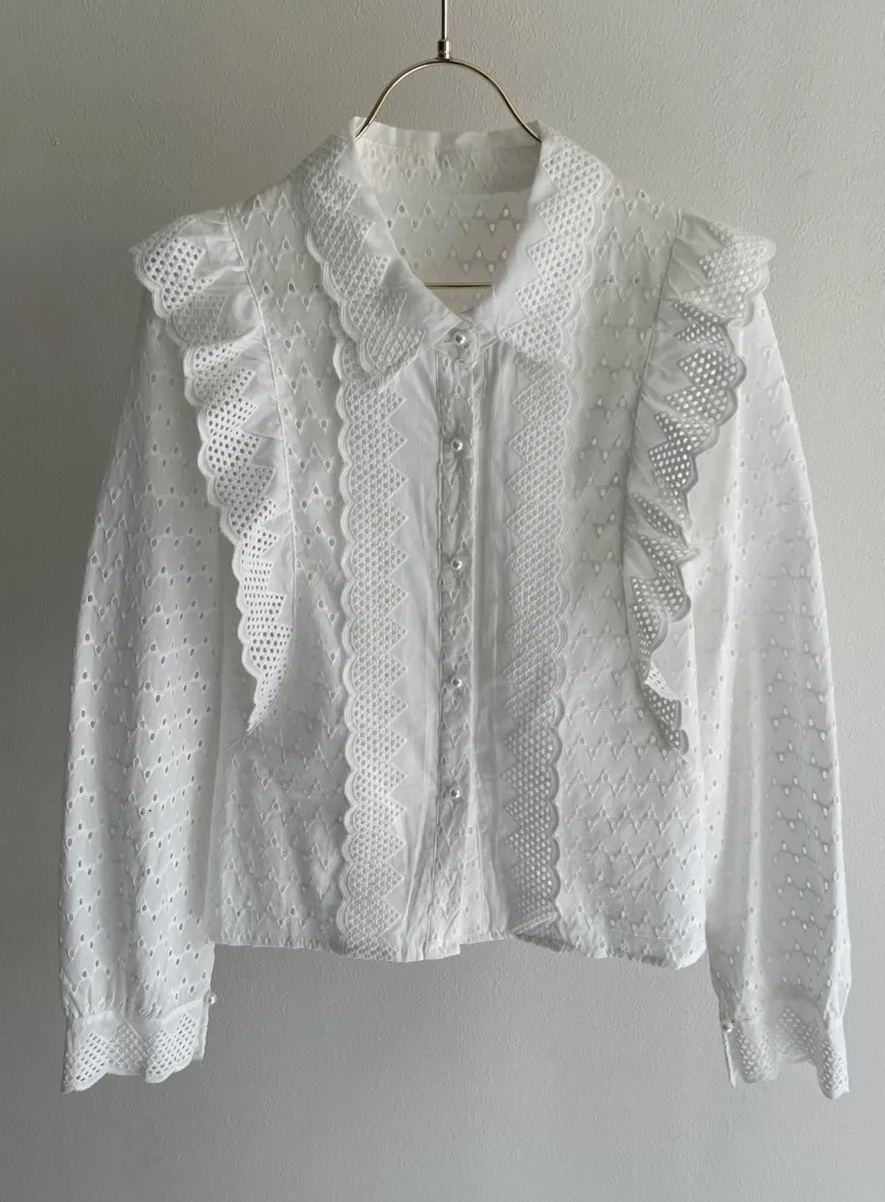 【コットンフリルブラウス（kk2503-a3）】