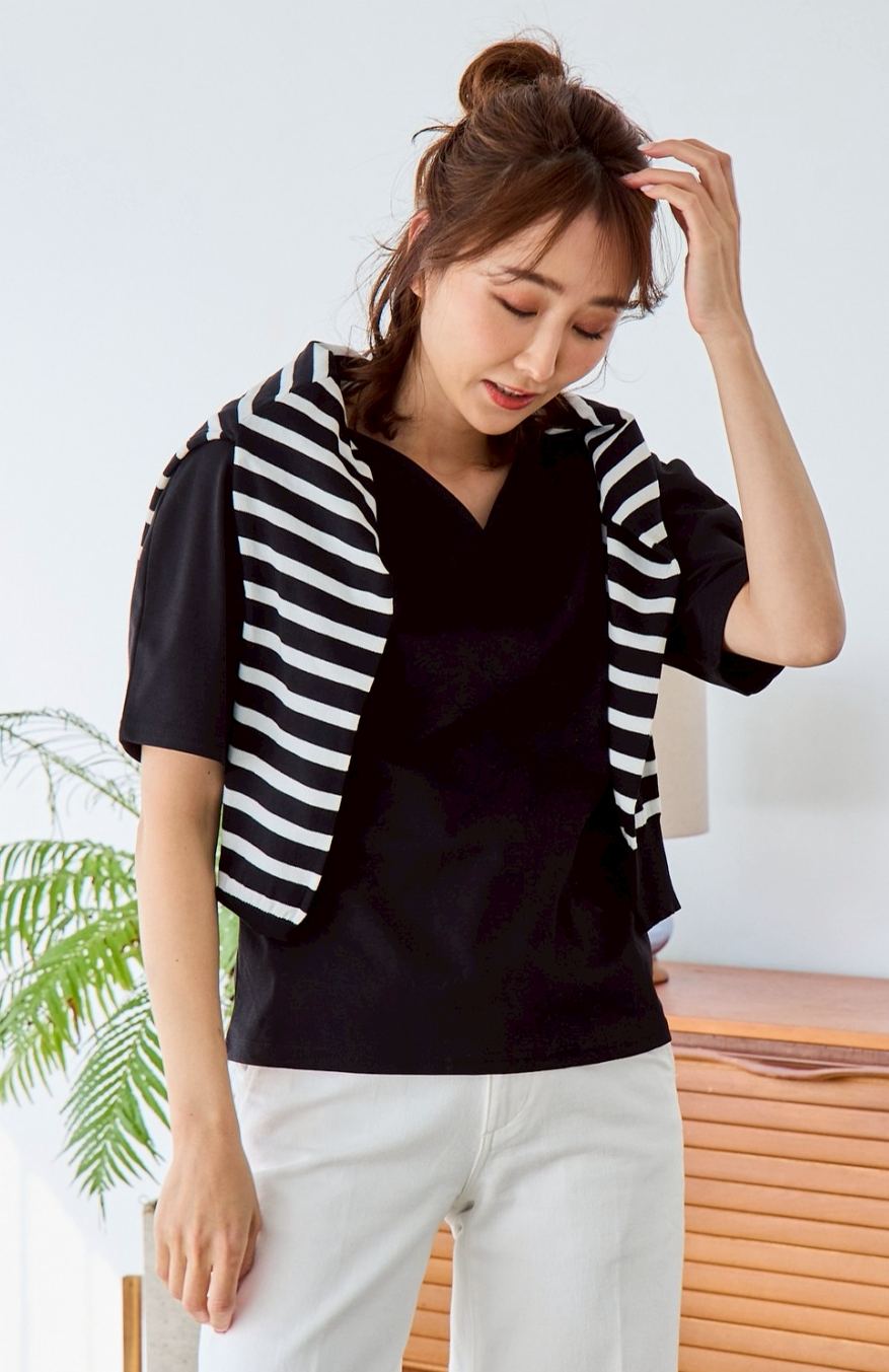 【Vネック美ラインTシャツ(myu39)】メール便OK