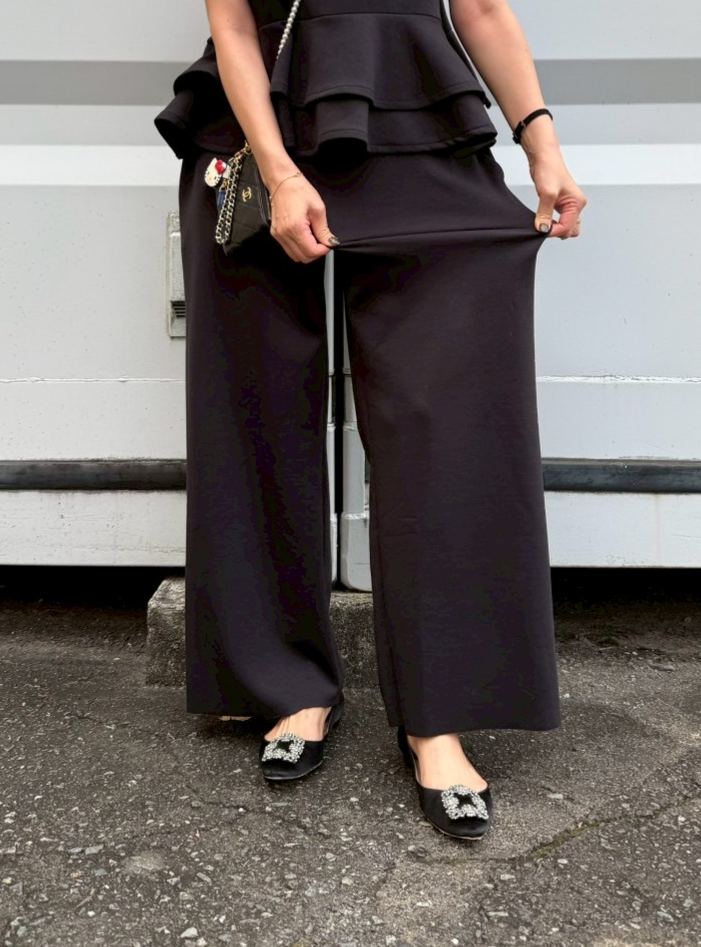 【驚くほど楽ちんでびっくりするほど体型カバー】 ウエストフリルストレッチサロペット(ma11-2508)