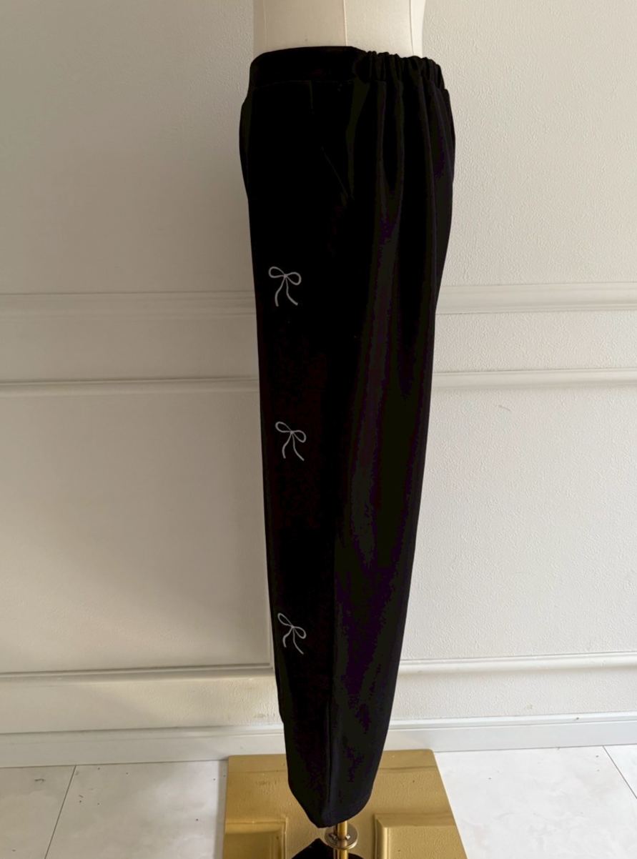 Ribbon セミワイドストレッチ美脚パンツ(sd8130)