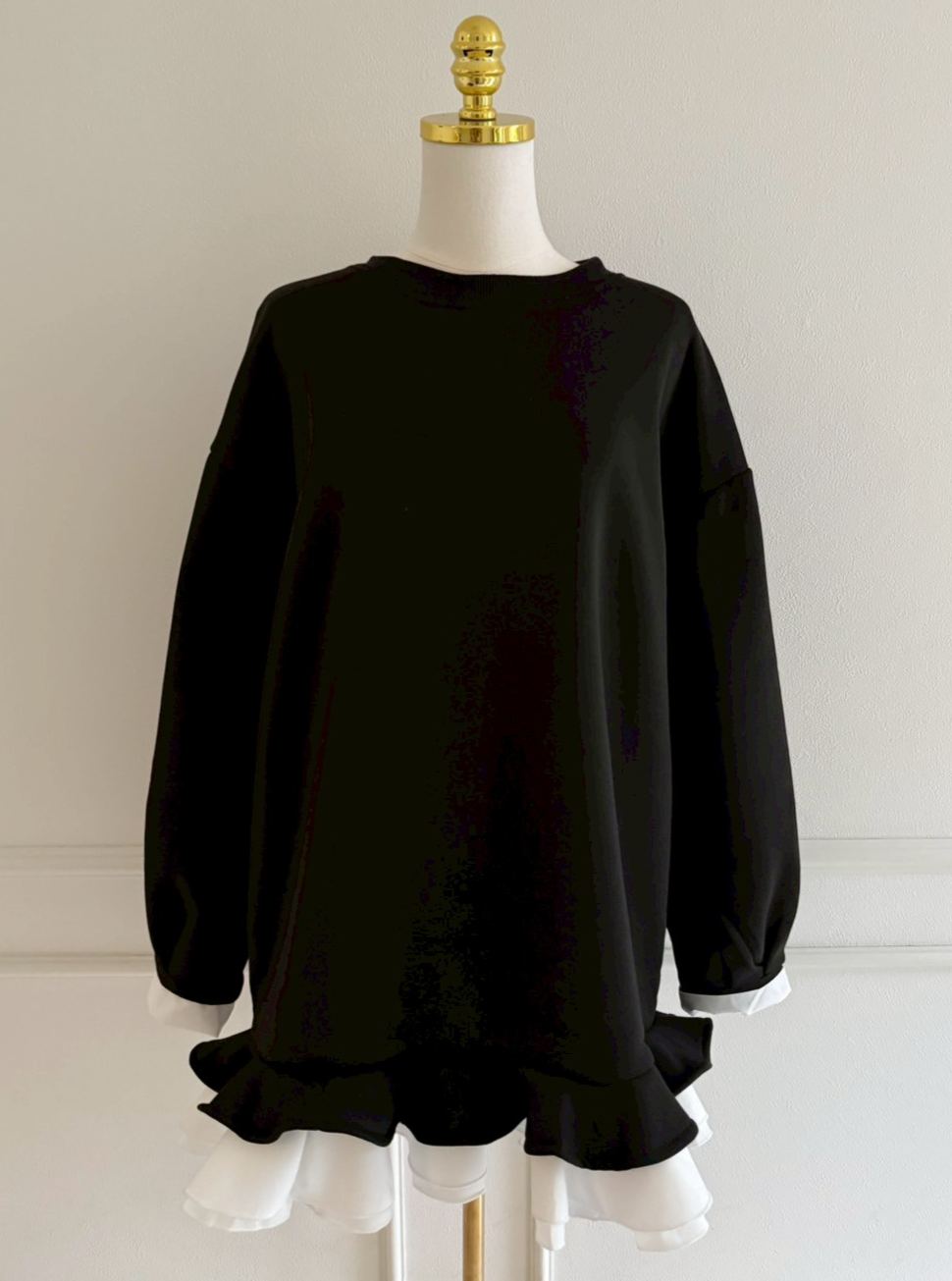 裾フリル裏起毛オーバーTOPS(aj024)