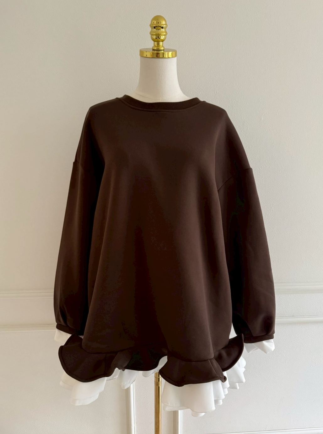 裾フリル裏起毛オーバーTOPS(aj024)