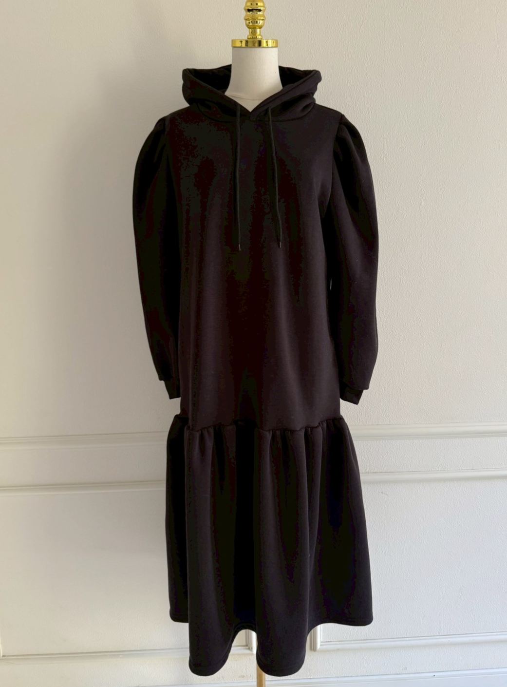 PUFFフーディ 裏起毛ロングワンピース(kk11003-2)