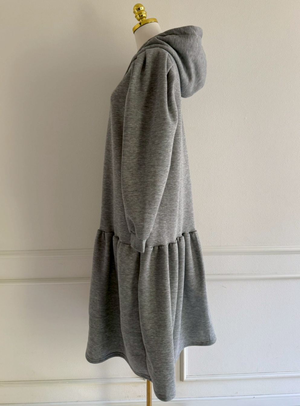 PUFFフーディ 裏起毛ロングワンピース(kk11003-2)