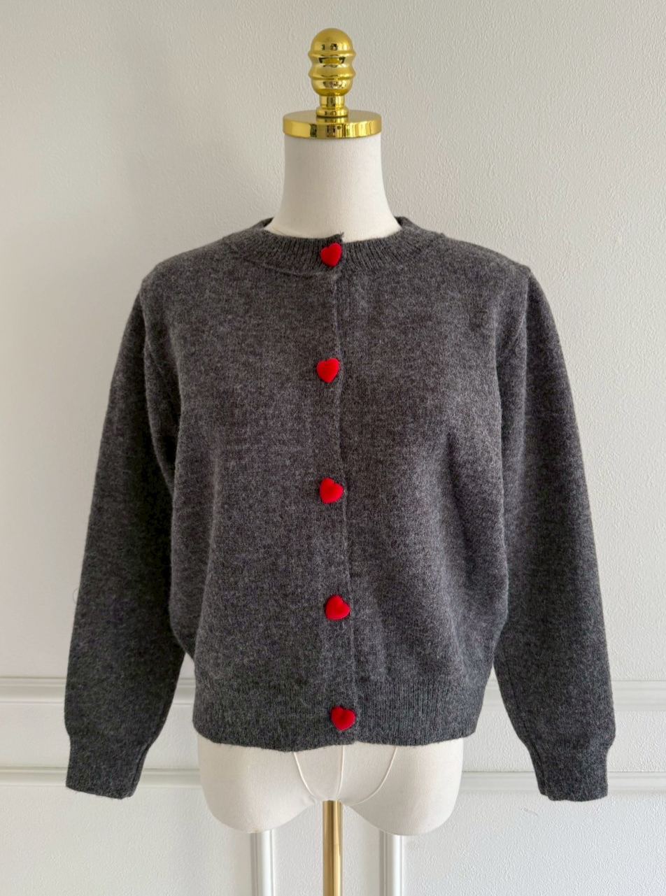 HEARTボタン ニットカーディガン(sp339002)