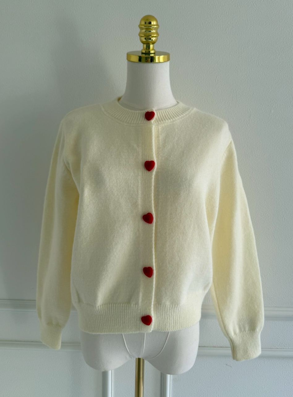 HEARTボタン ニットカーディガン(sp339002)