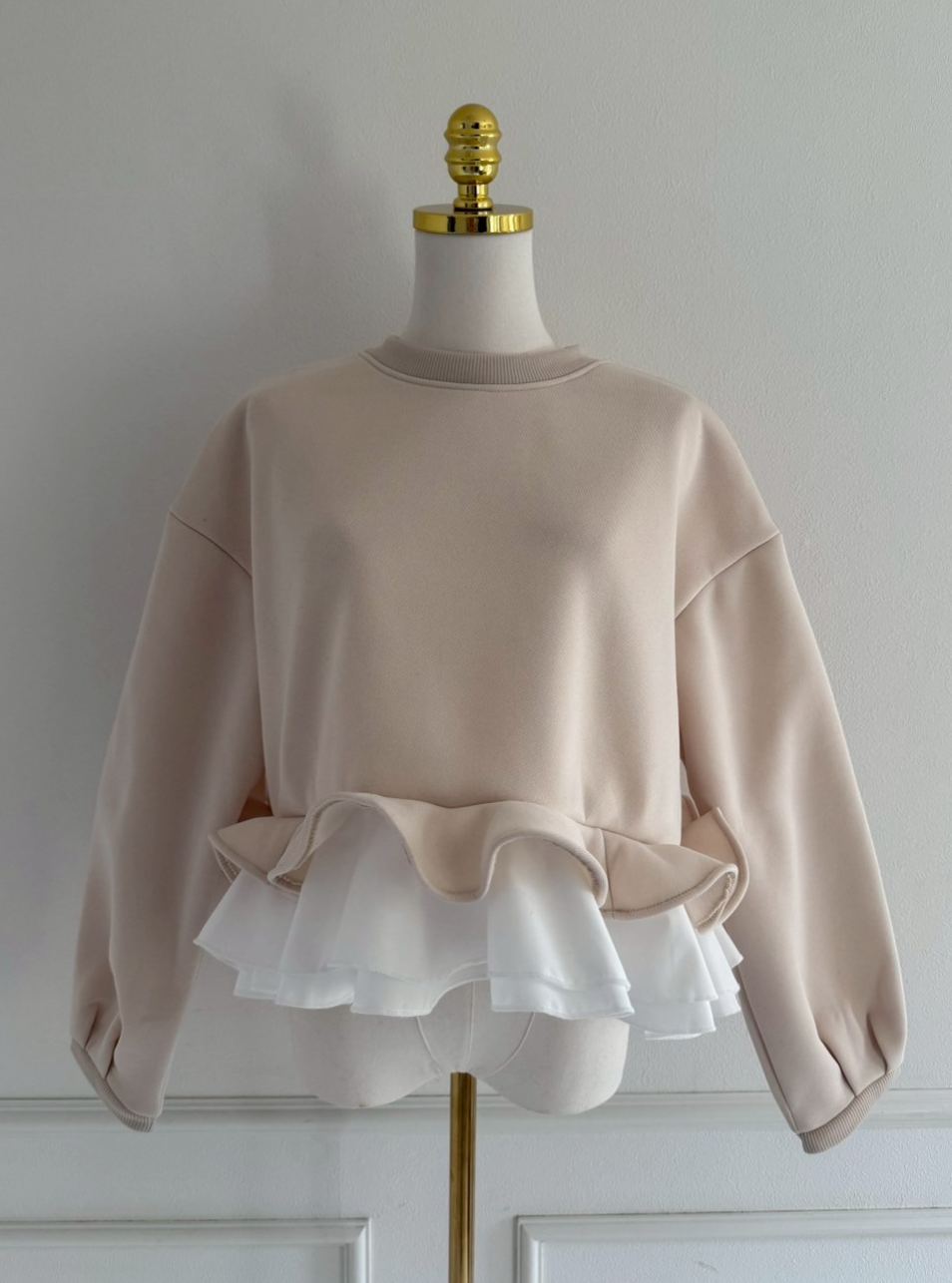 裾フリル裏起毛オーバーTOPS(aj026)