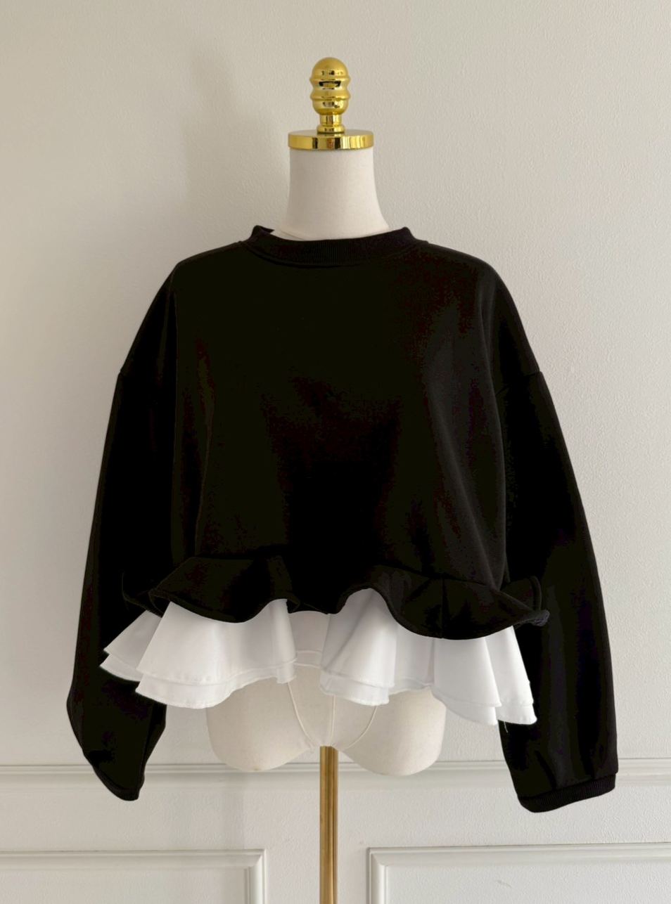 裾フリル裏起毛オーバーTOPS(aj026)