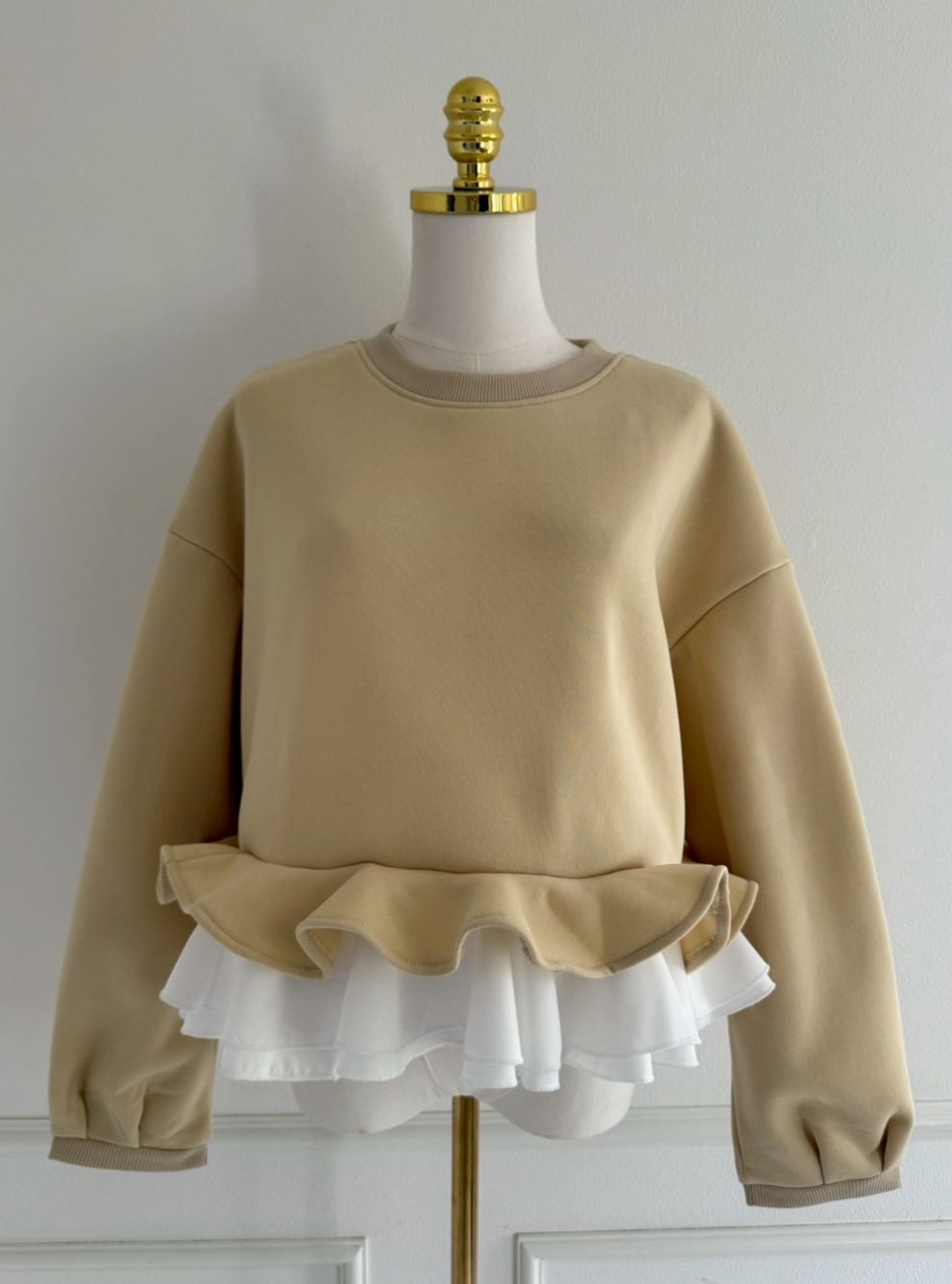 裾フリル裏起毛オーバーTOPS(aj026)