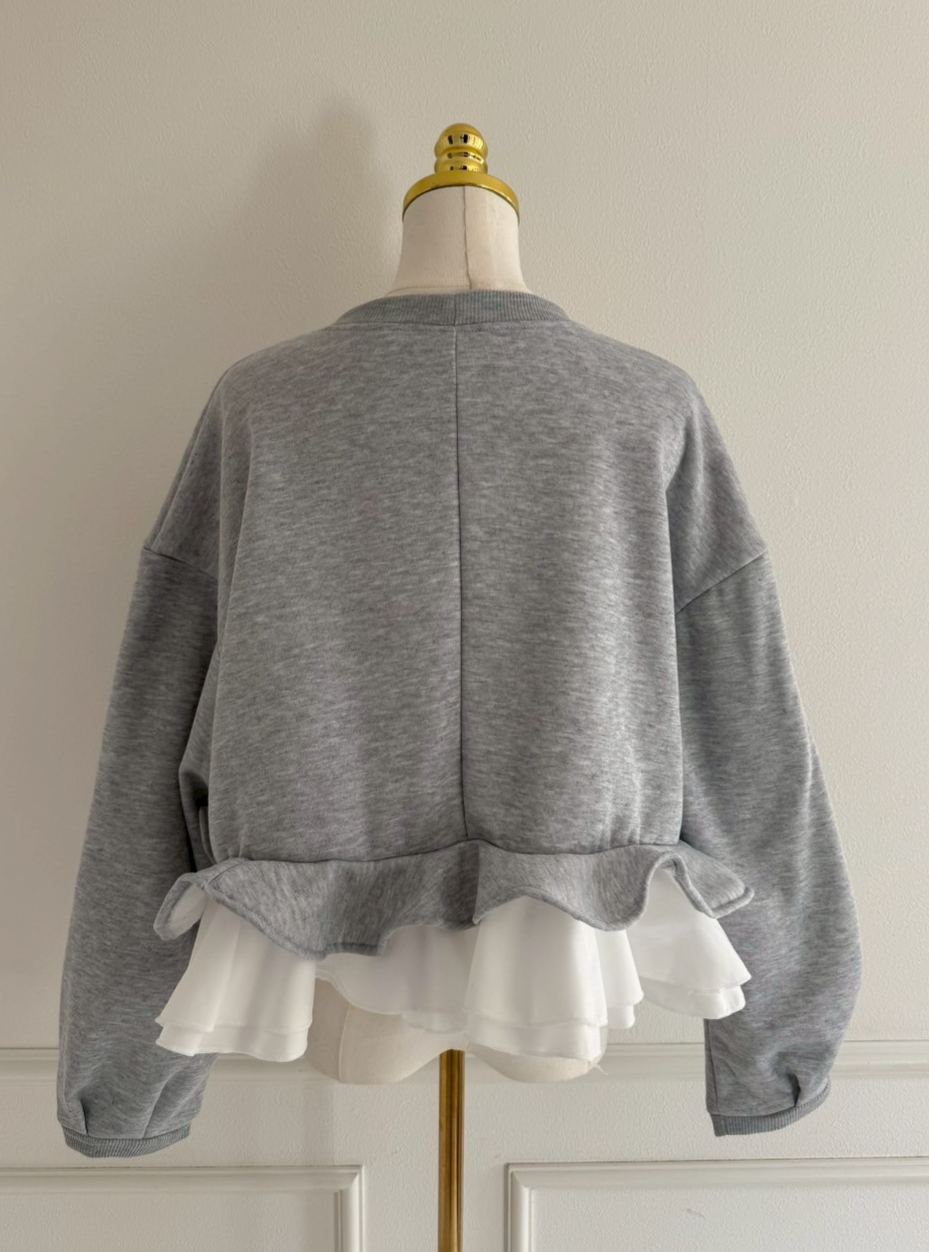 裾フリル裏起毛オーバーTOPS(aj026)