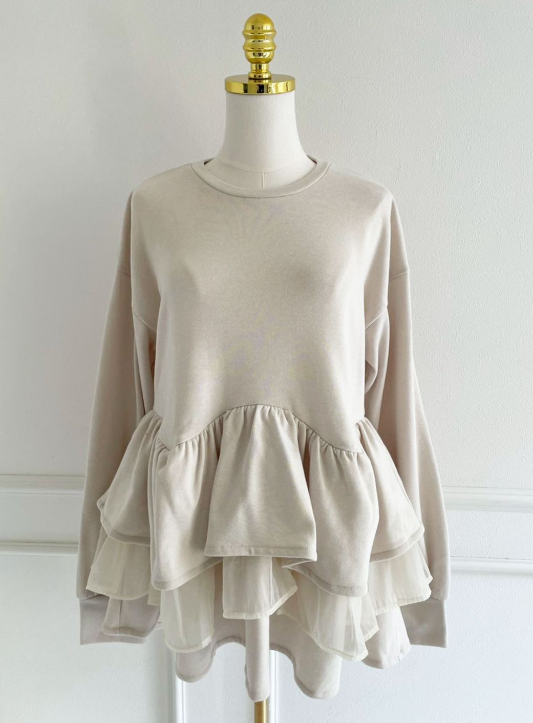 【Myu】裏毛ティアードスウェットオーバートップス(sd03133)