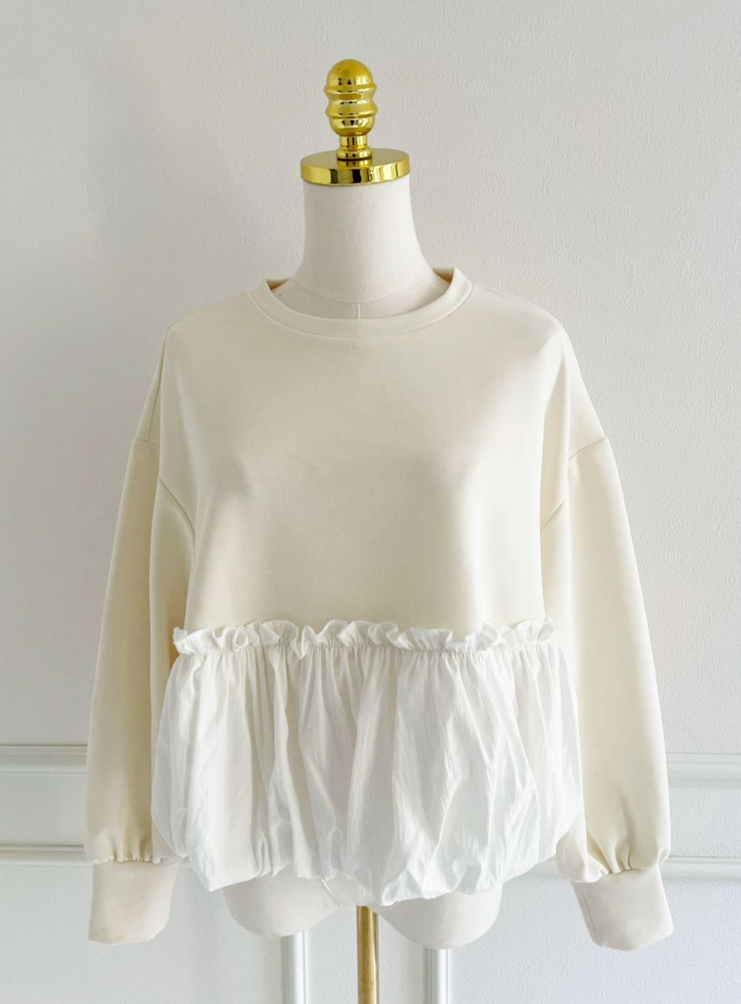 裾バルーン切替ボンディングトップス(sd7630)